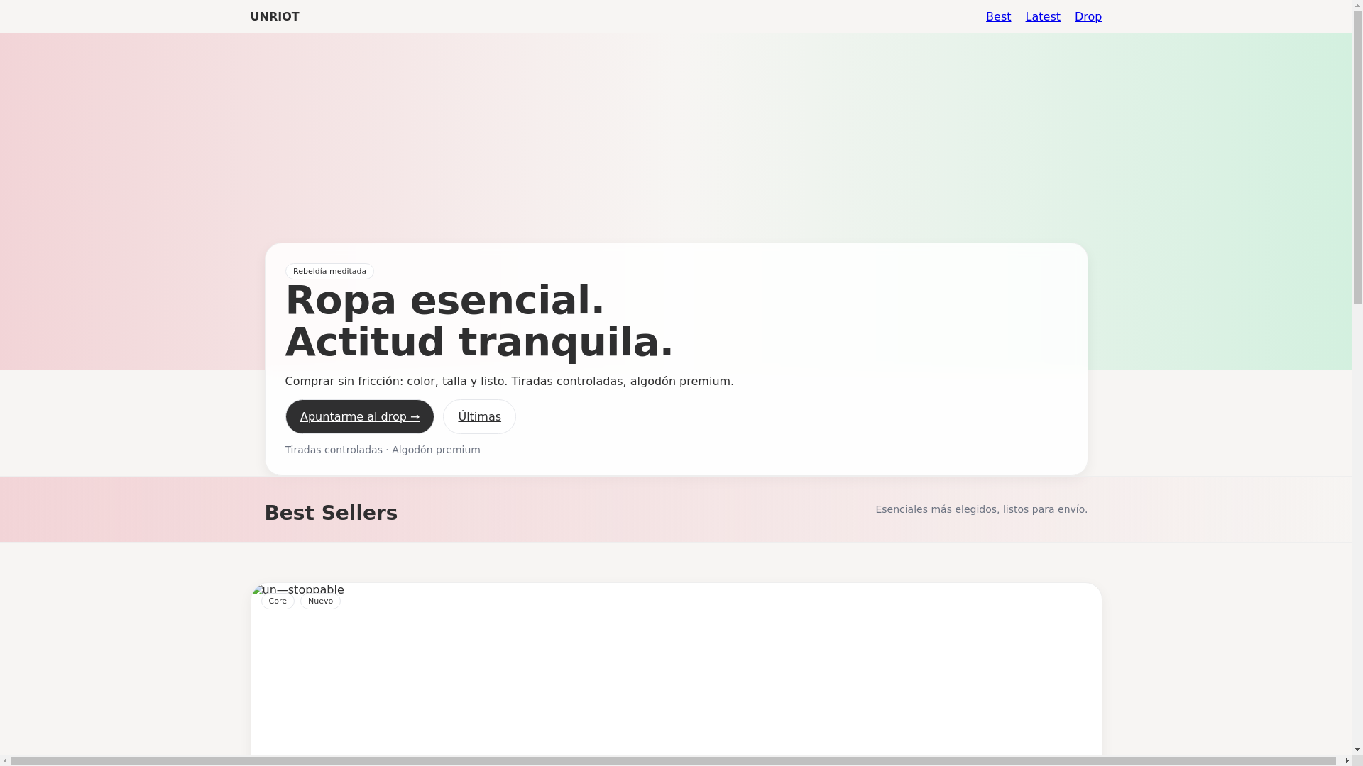 website screenshot of https://unriot-landing.pages.dev/