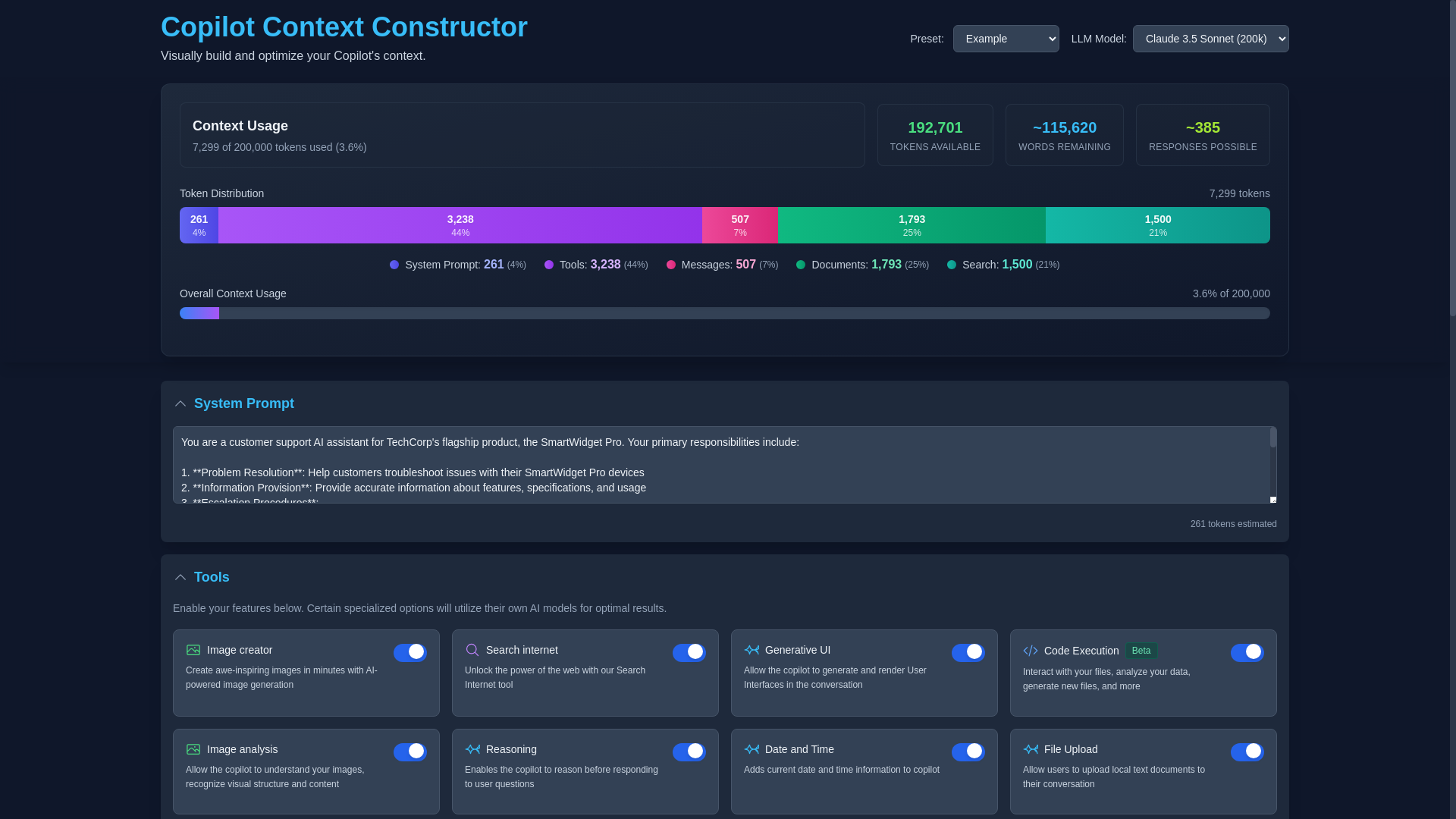 website screenshot of https://llm-context-calculator.pages.dev/