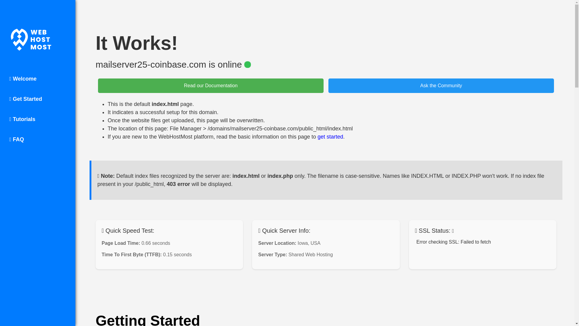 website screenshot of https://mailserver25-coinbase.com/