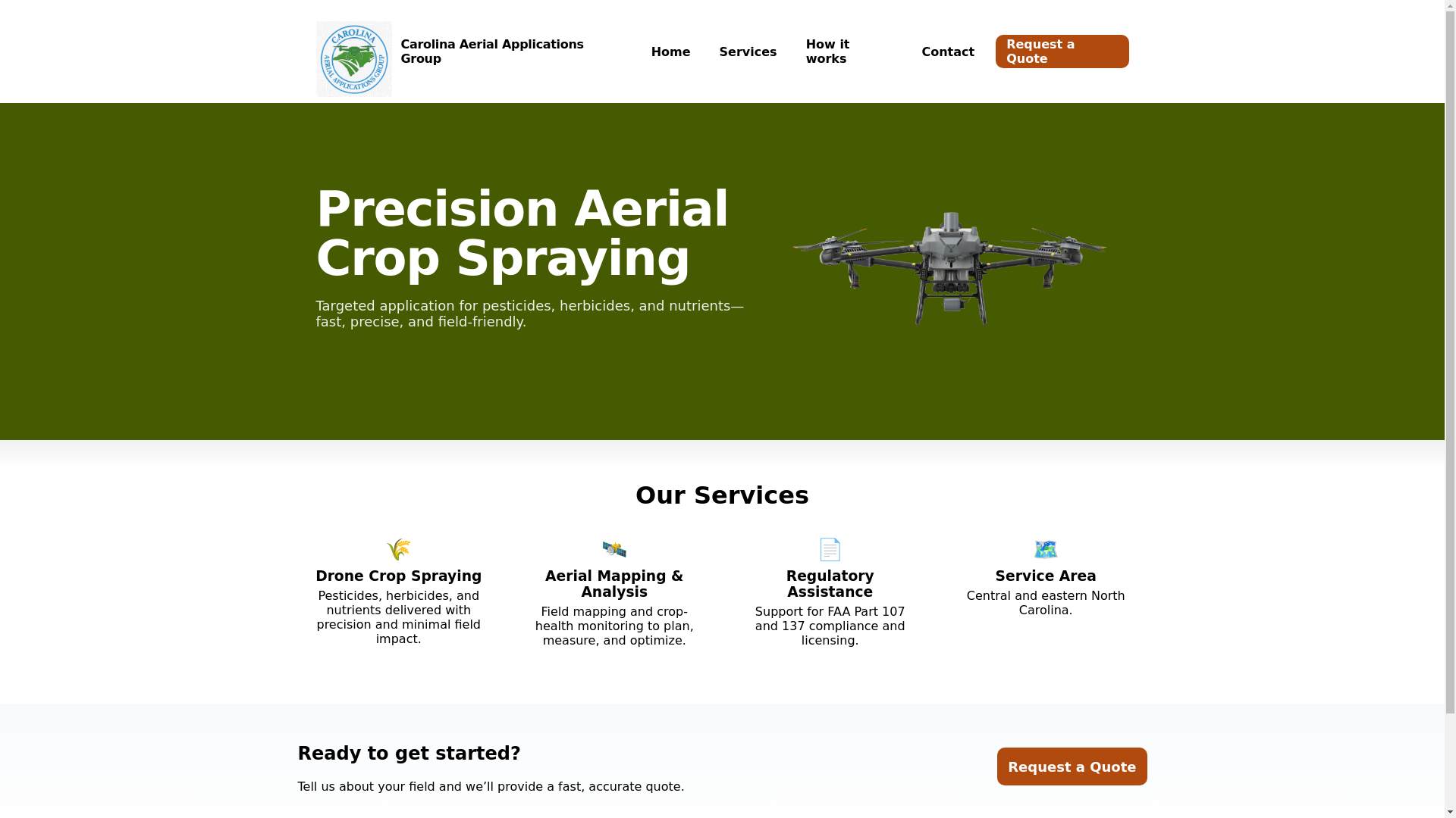 website screenshot of https://aerial-drone-spraying.pages.dev/