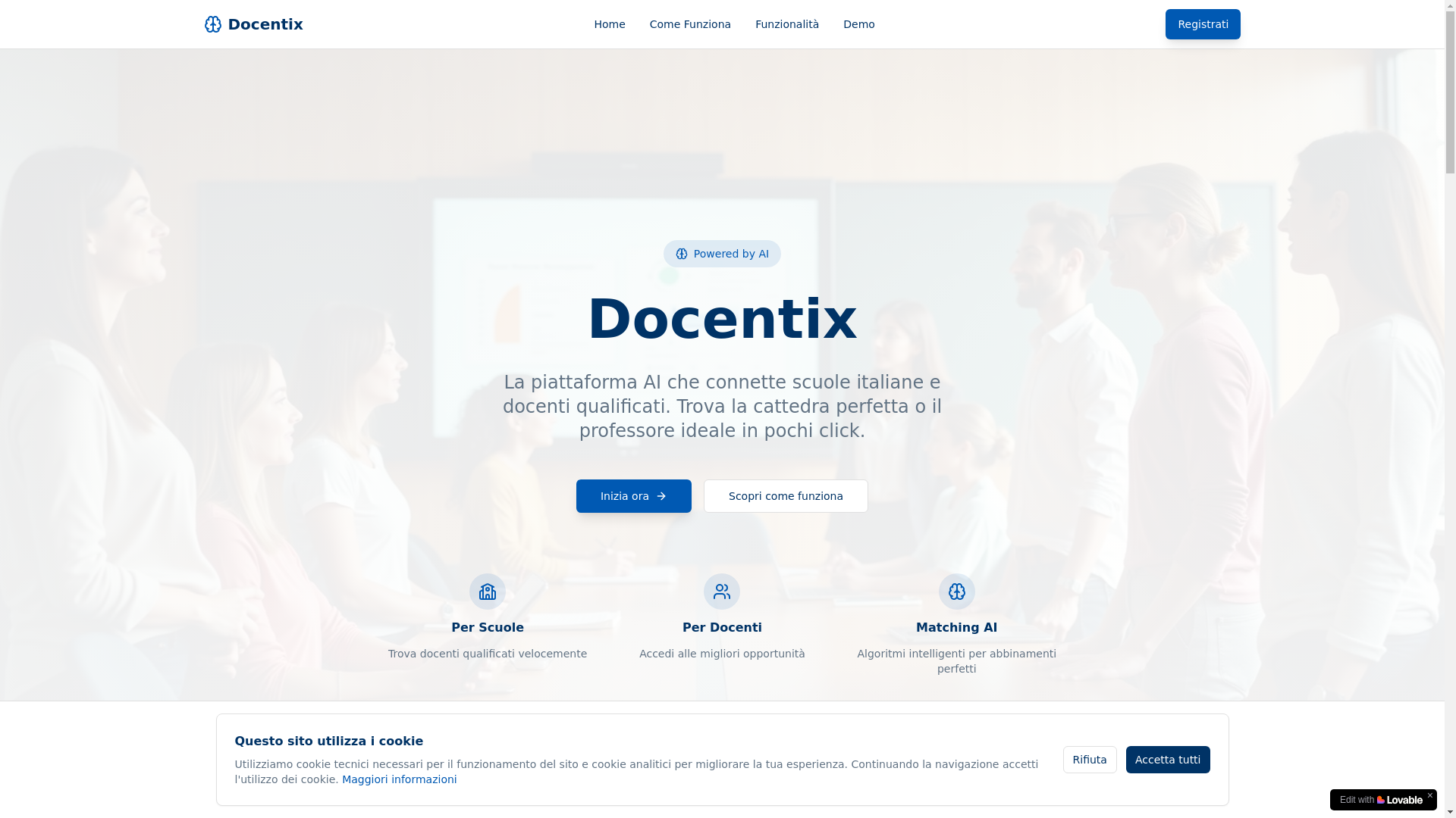 website screenshot of https://docentix.it/