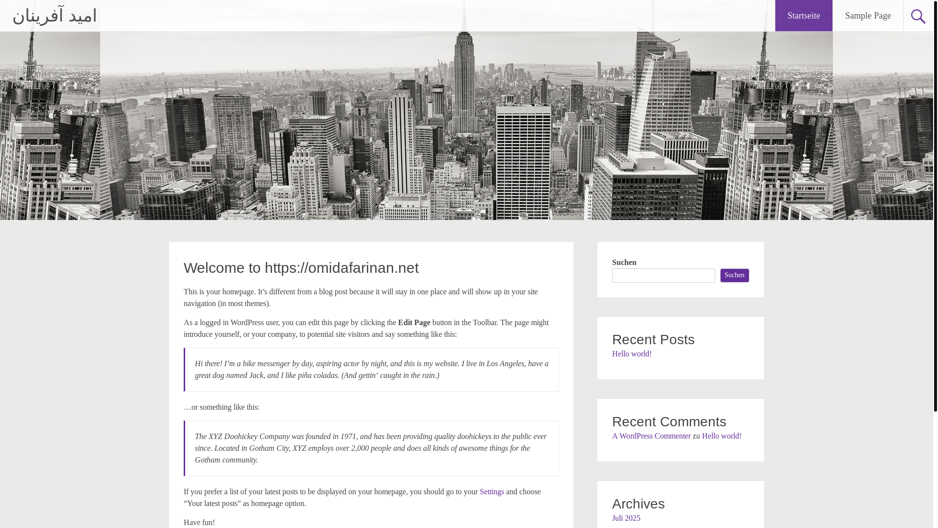 website screenshot of https://omidafarinan.net/