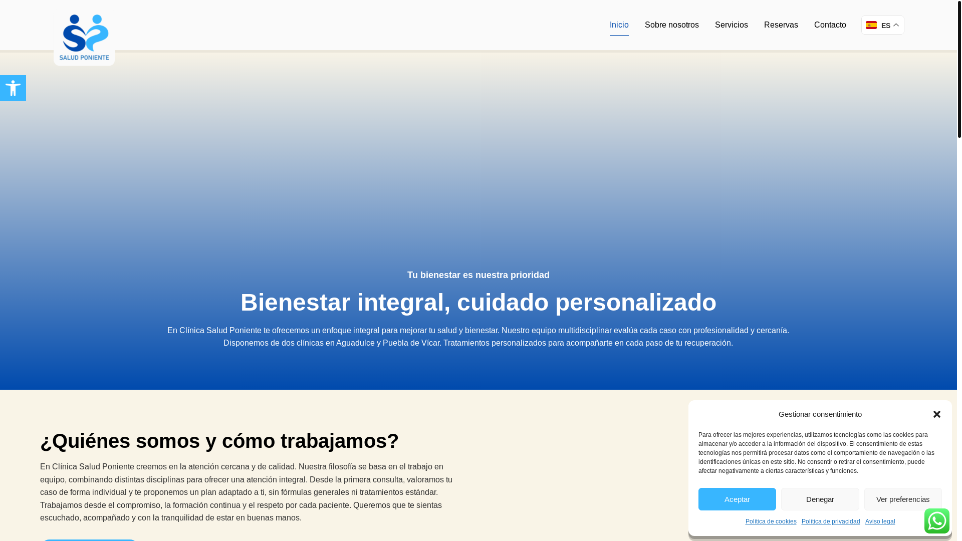 website screenshot of https://clinicasaludponiente.com/