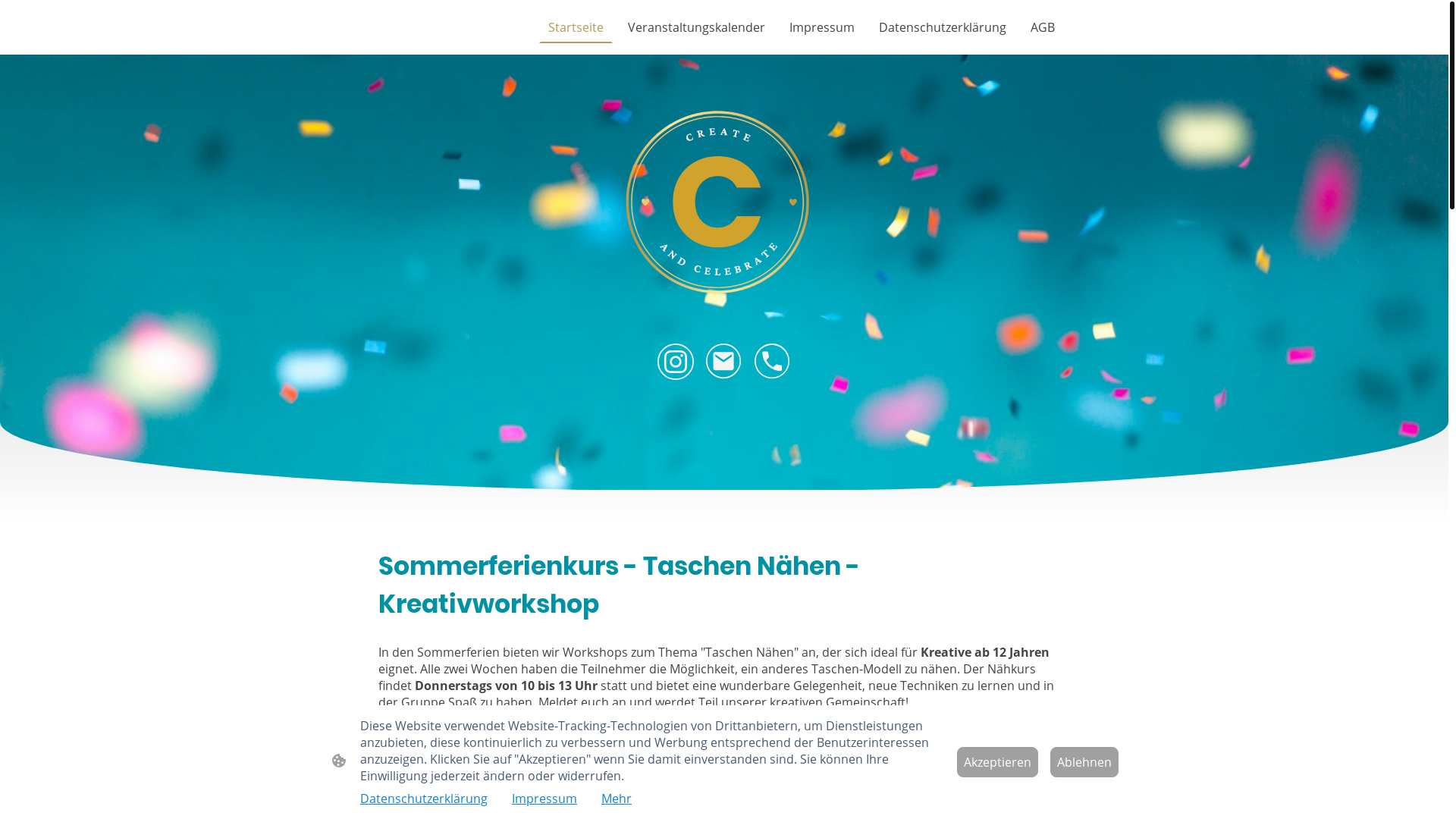 website screenshot of https://createandcelebrate.de/
