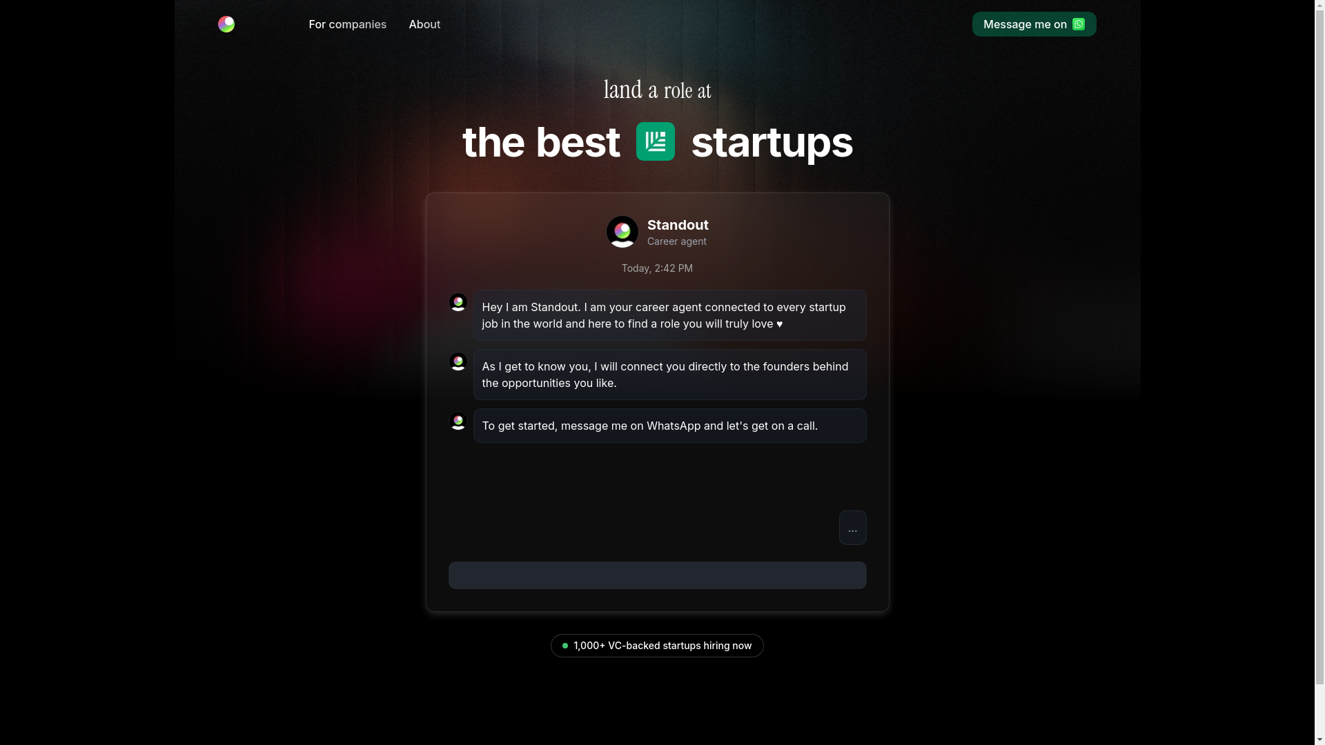 website screenshot of https://standout-work.com/