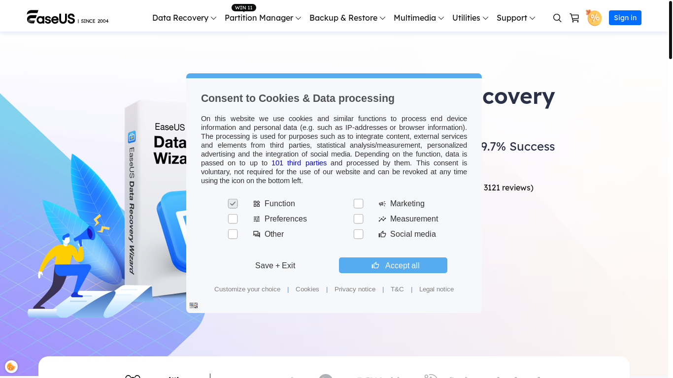 website screenshot of https://www.easeus.com/giveaways/data-recovery-easeus-winning-pc.html