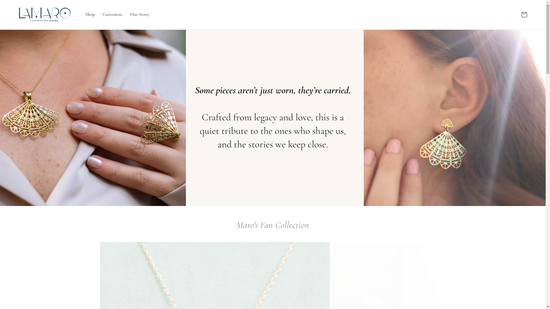 website screenshot of https://lamaro-jewelry.com/
