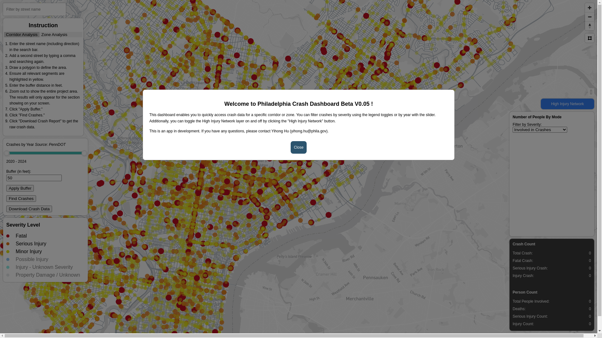 website screenshot of https://phillycrashdashboard.pages.dev/
