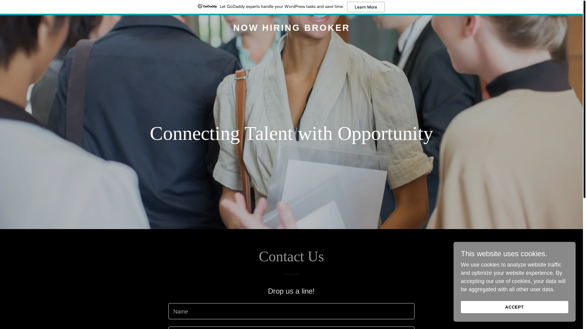 website screenshot of https://nowhiringbrokers.com/