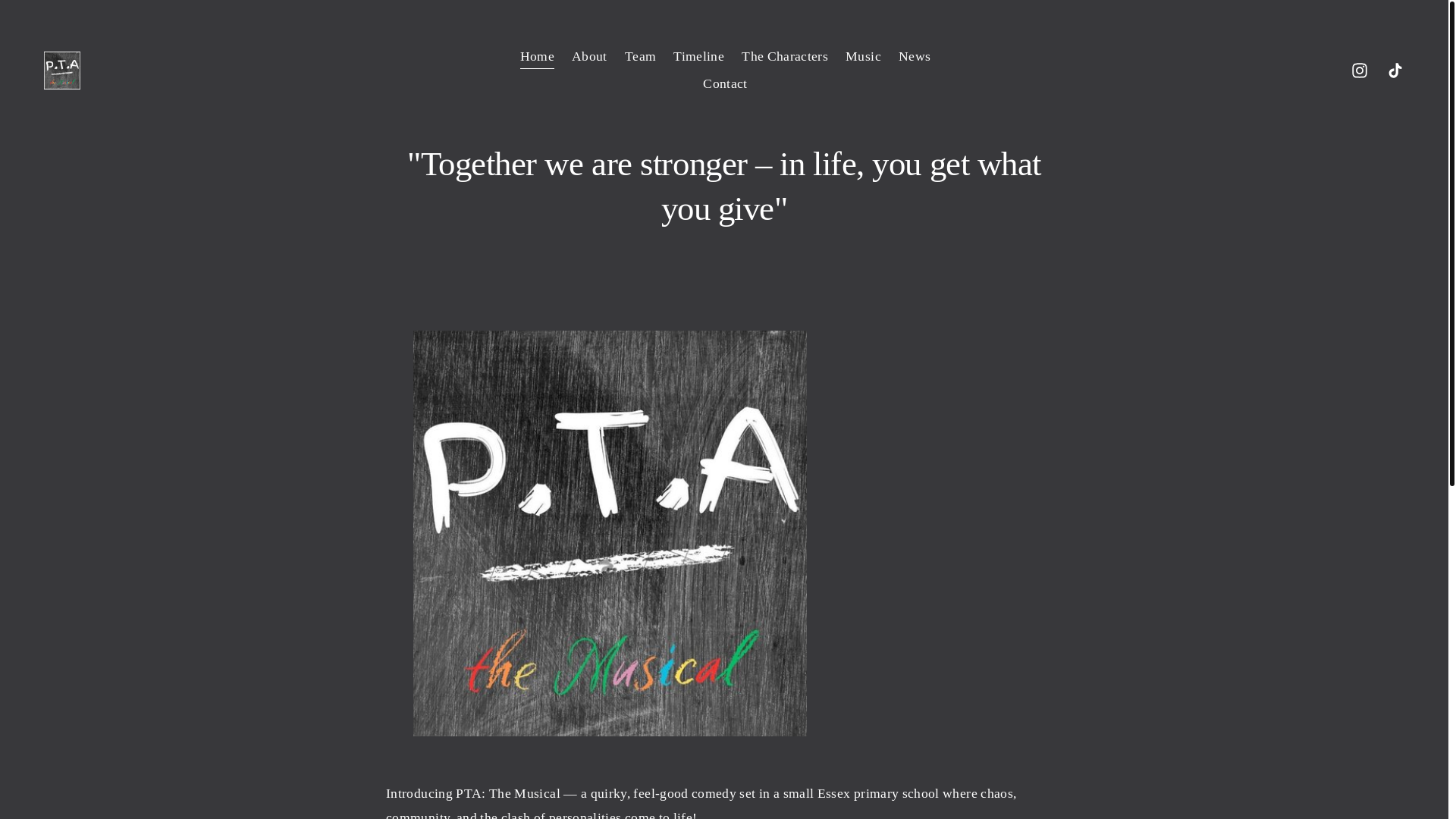 website screenshot of https://ptathemusical.com/