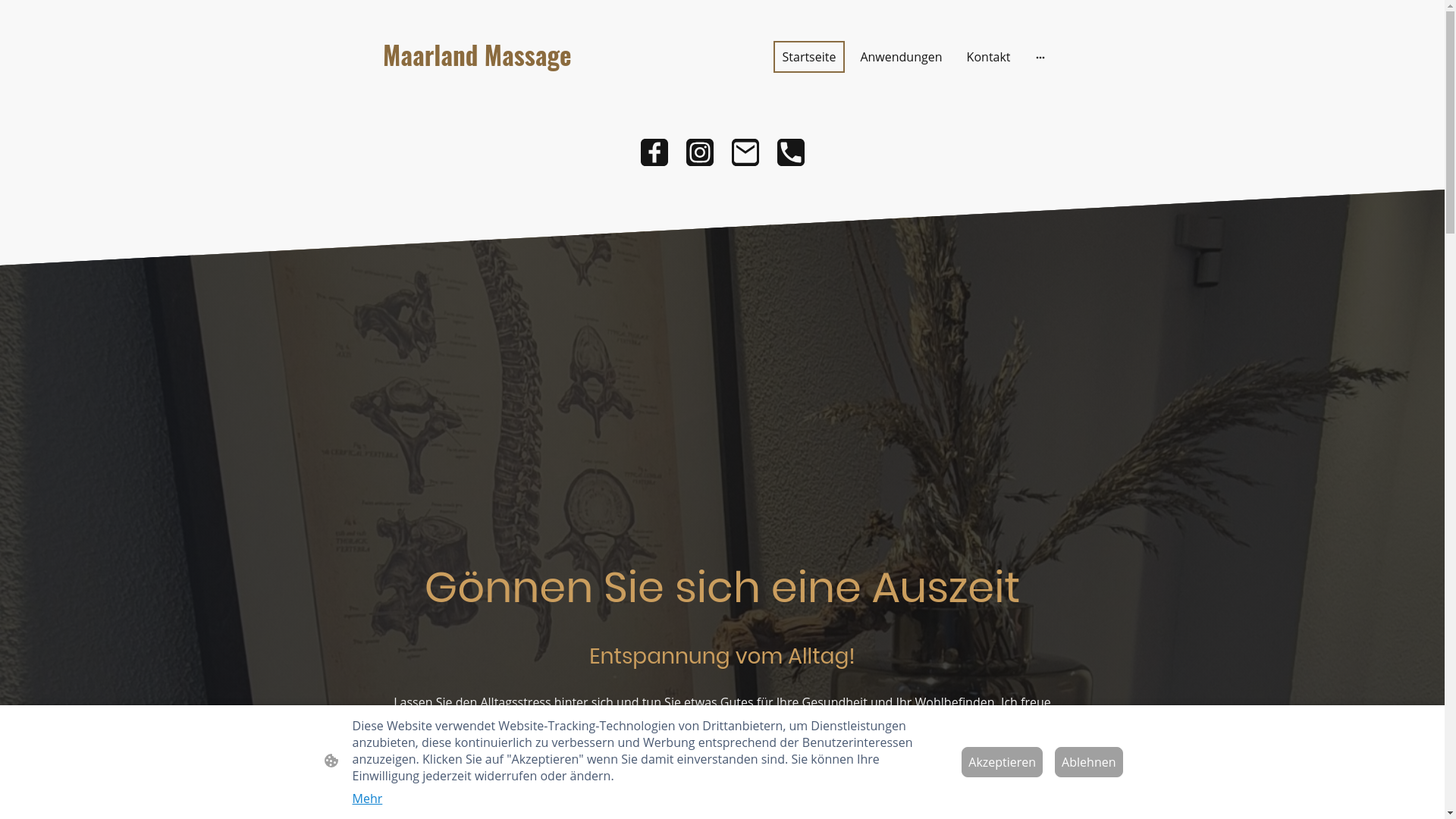 website screenshot of https://maarlandmassage.de/