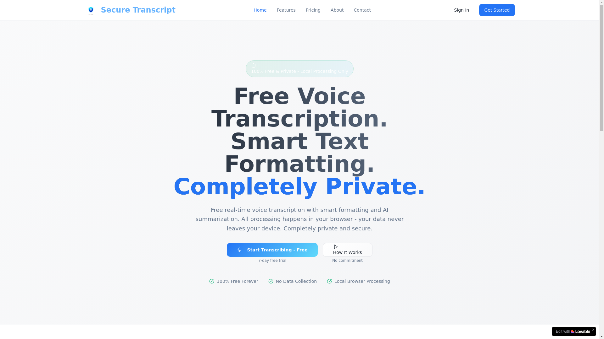 website screenshot of https://secure-transcript.com/