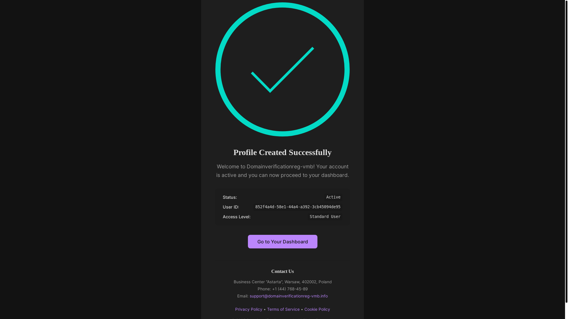 website screenshot of https://domainverificationreg-vmb.info/