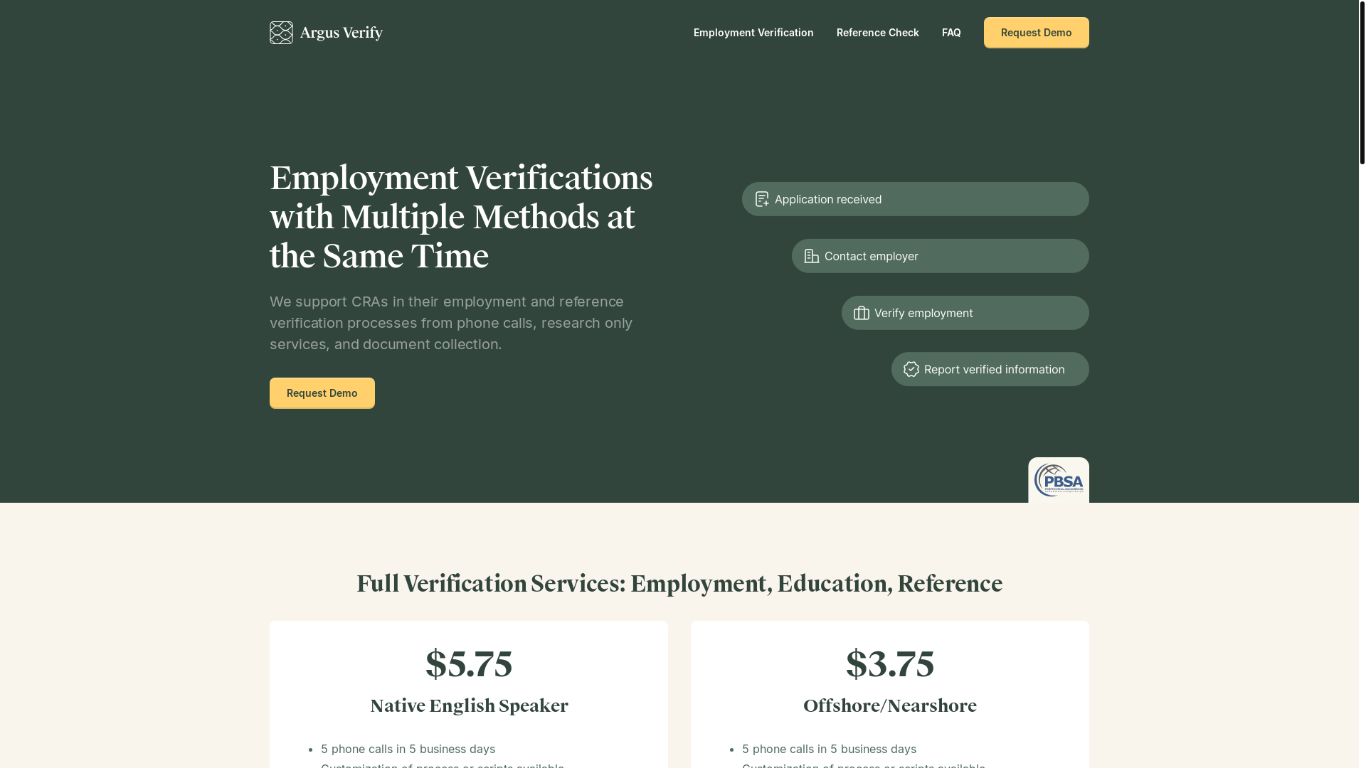 website screenshot of https://argusverify.com/