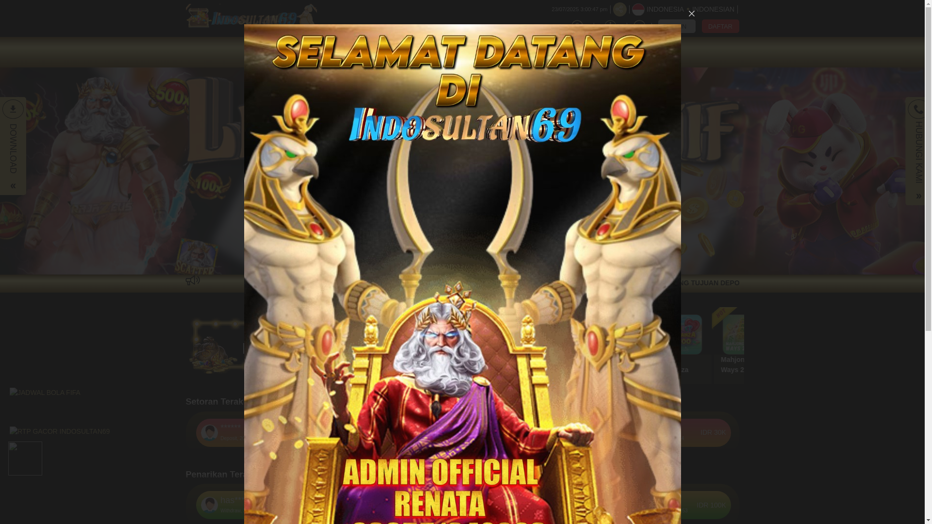 website screenshot of https://indosultan69alternatif.today/