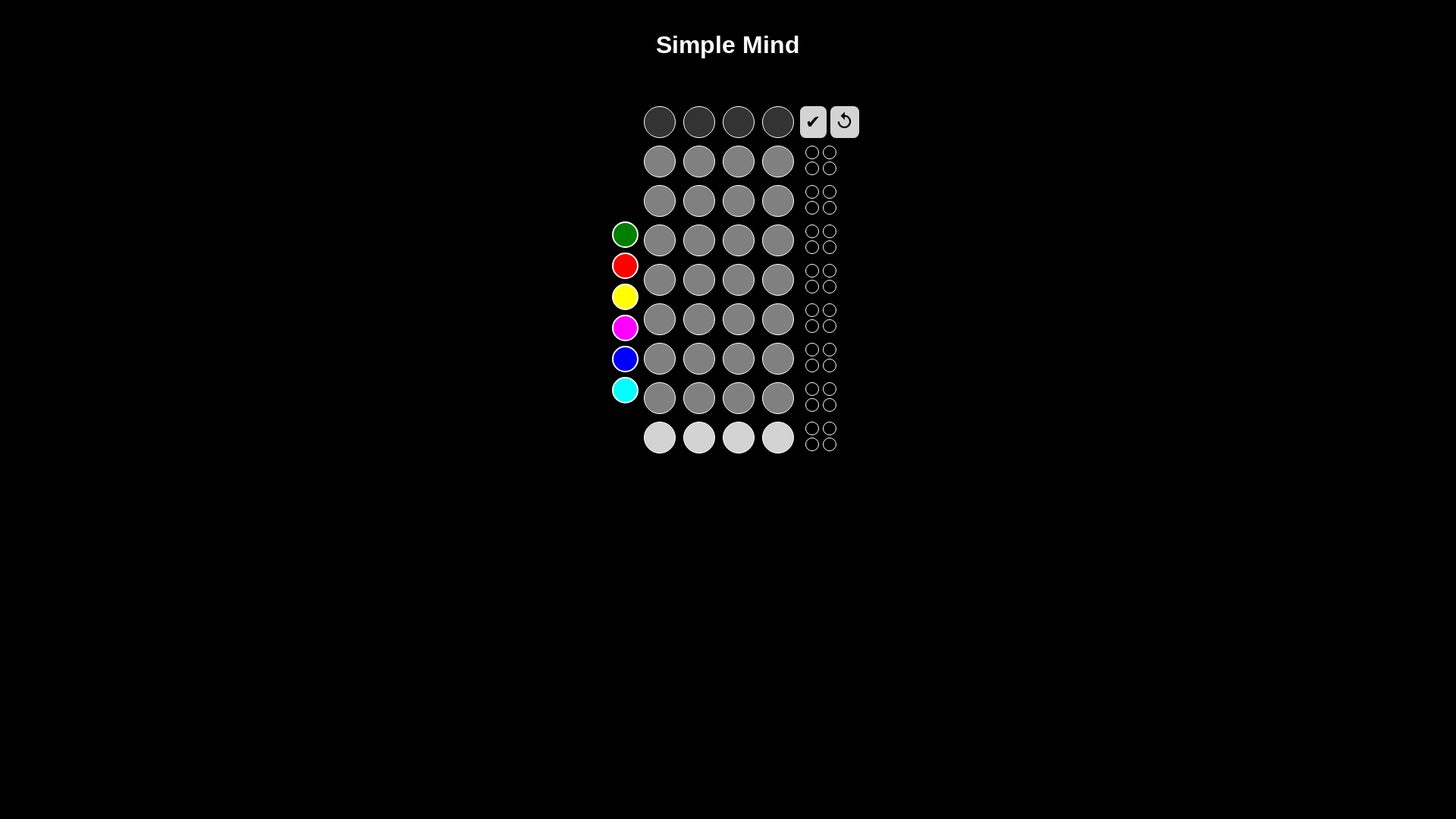 website screenshot of https://mastermind-game.com/