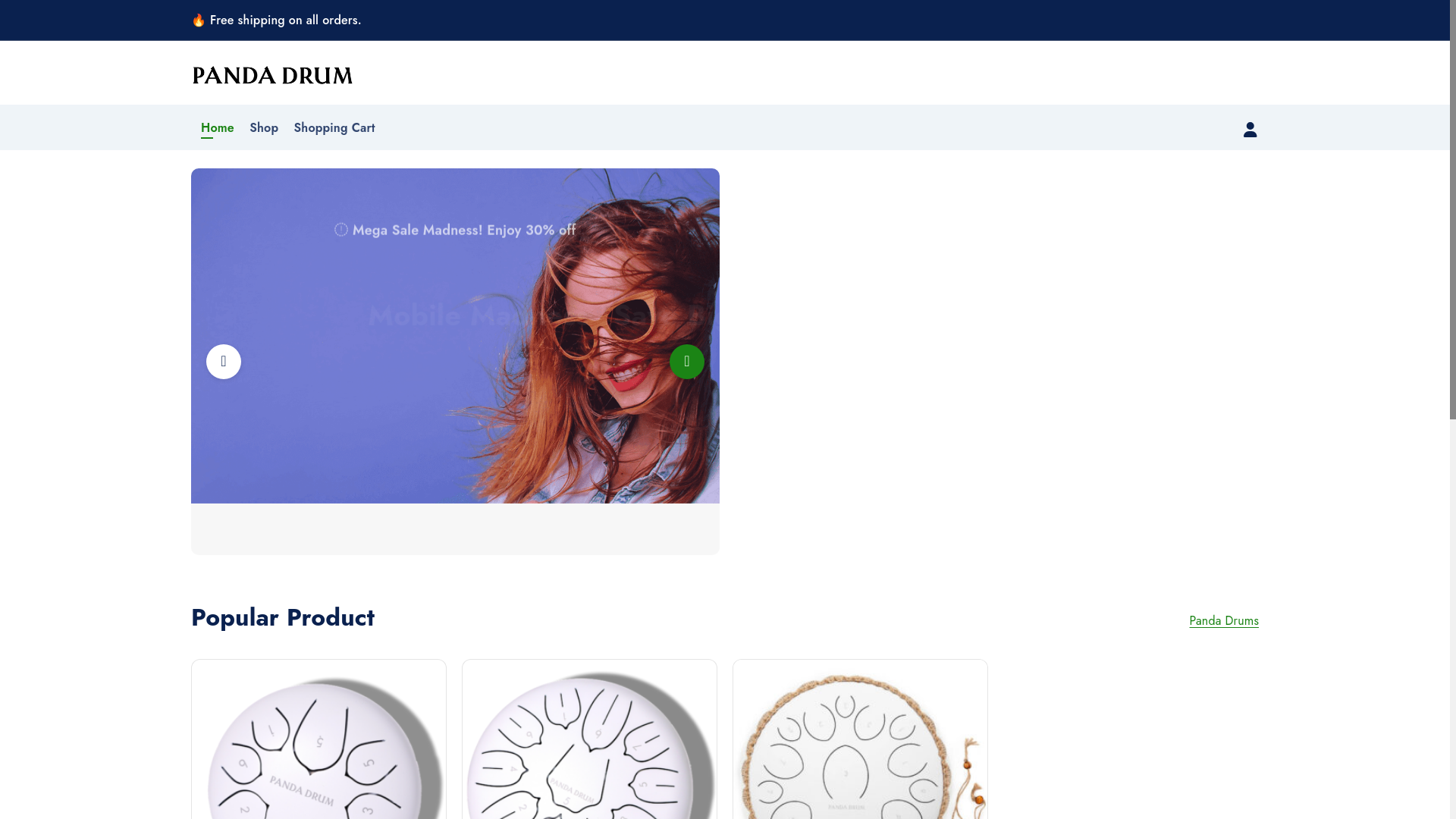 website screenshot of https://pandadrumm.com/