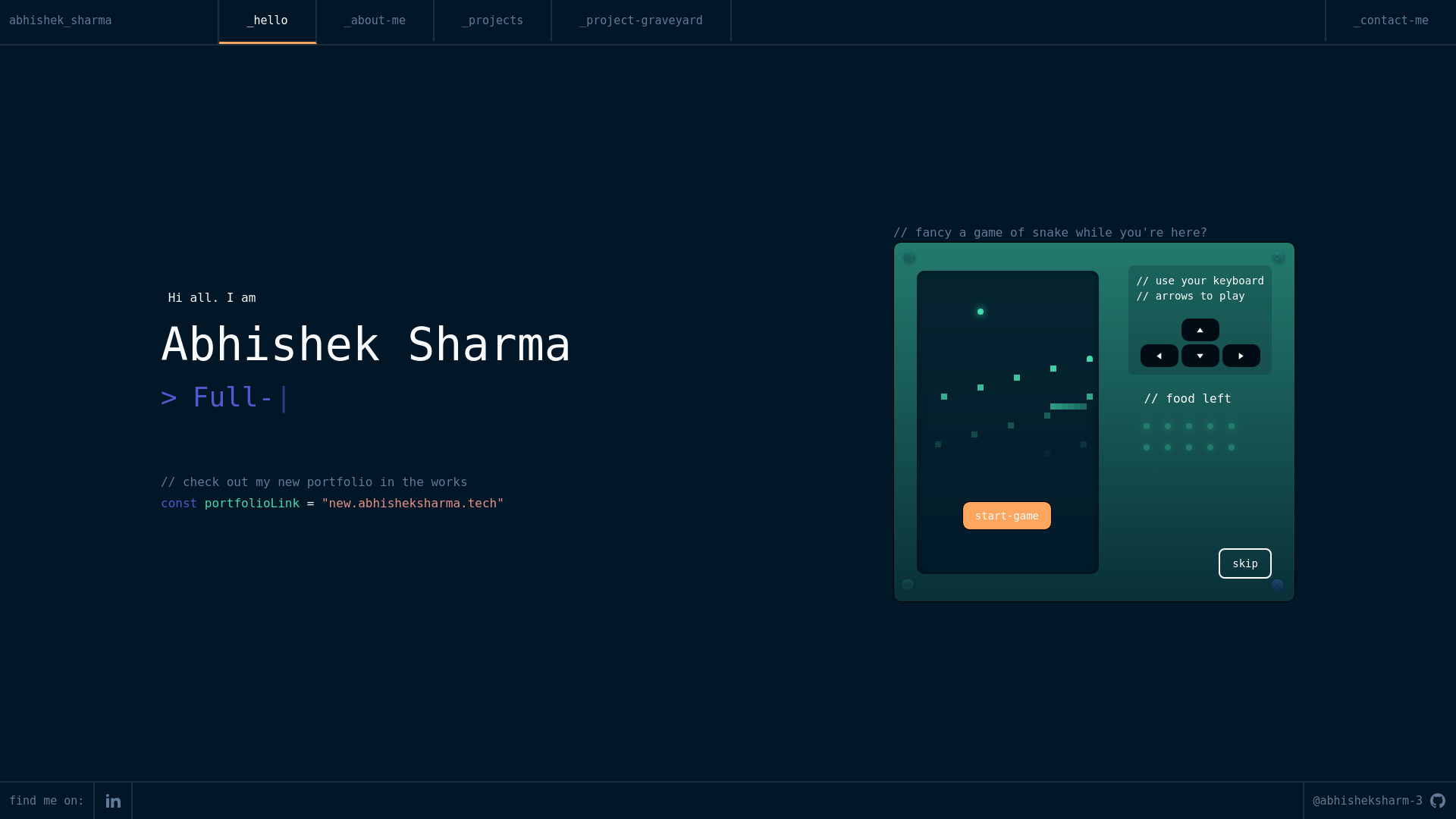 website screenshot of https://abhisheksan.com/