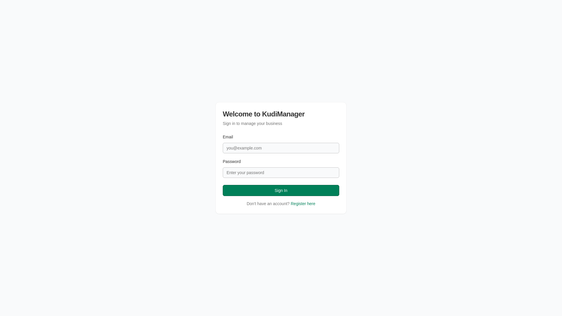 website screenshot of https://kudimanager.com/