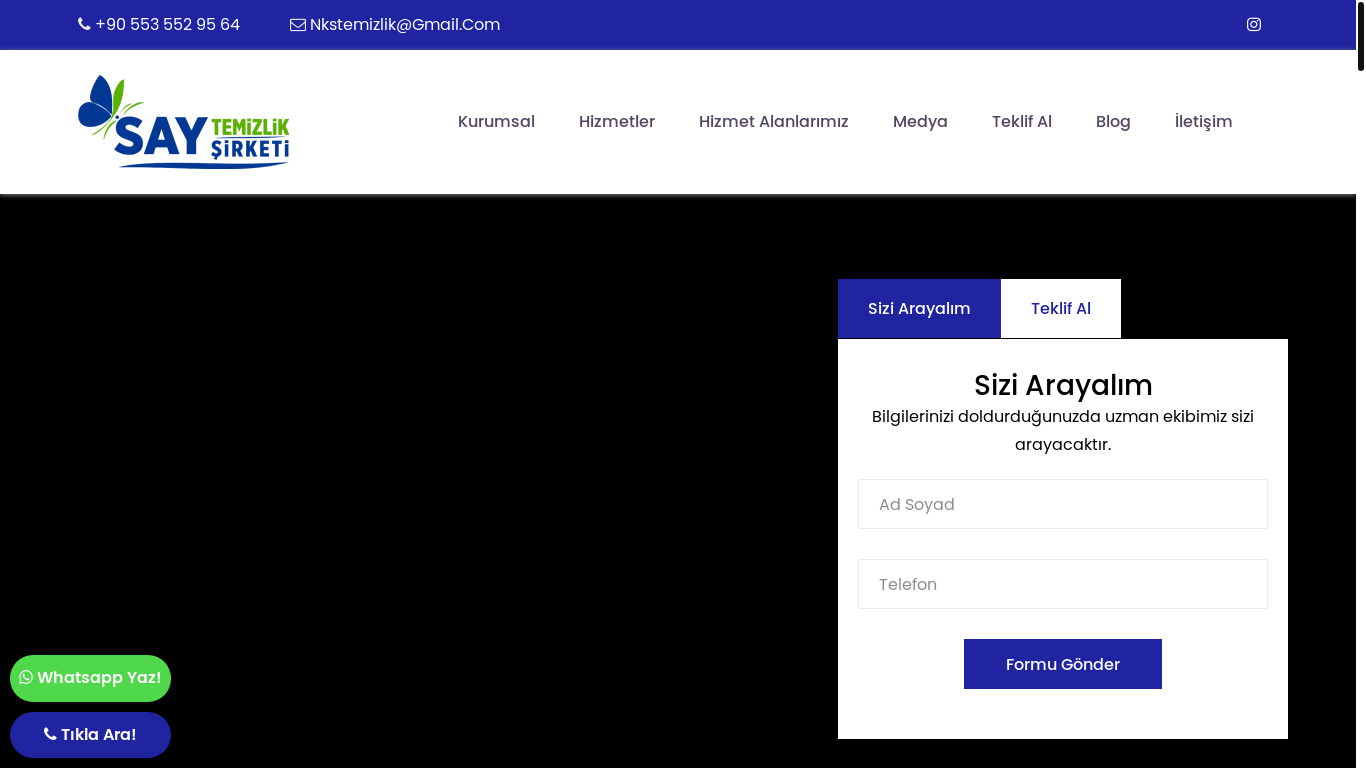 website screenshot of https://saytemizlik.com