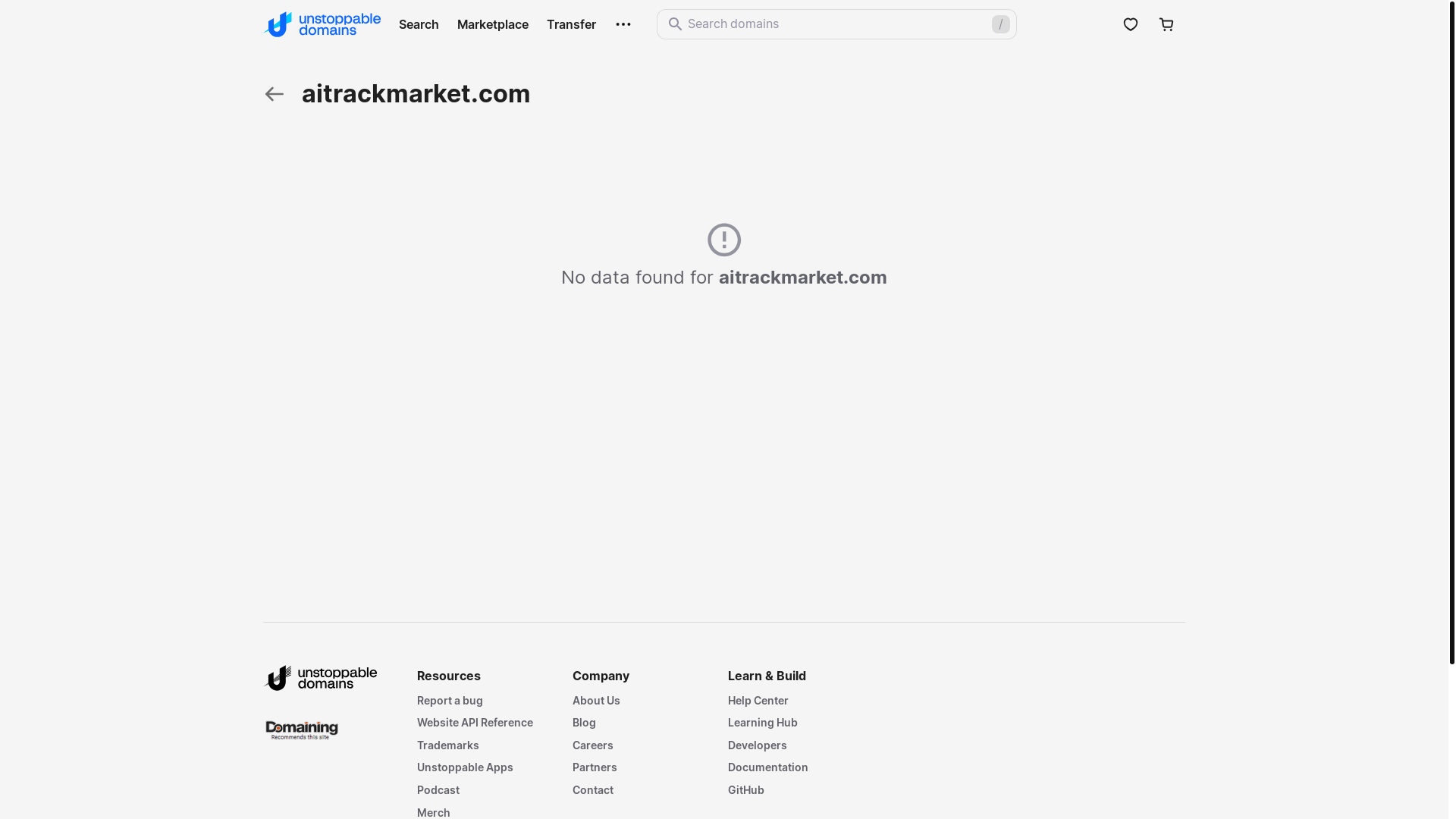 website screenshot of https://aitrackmarket.com/