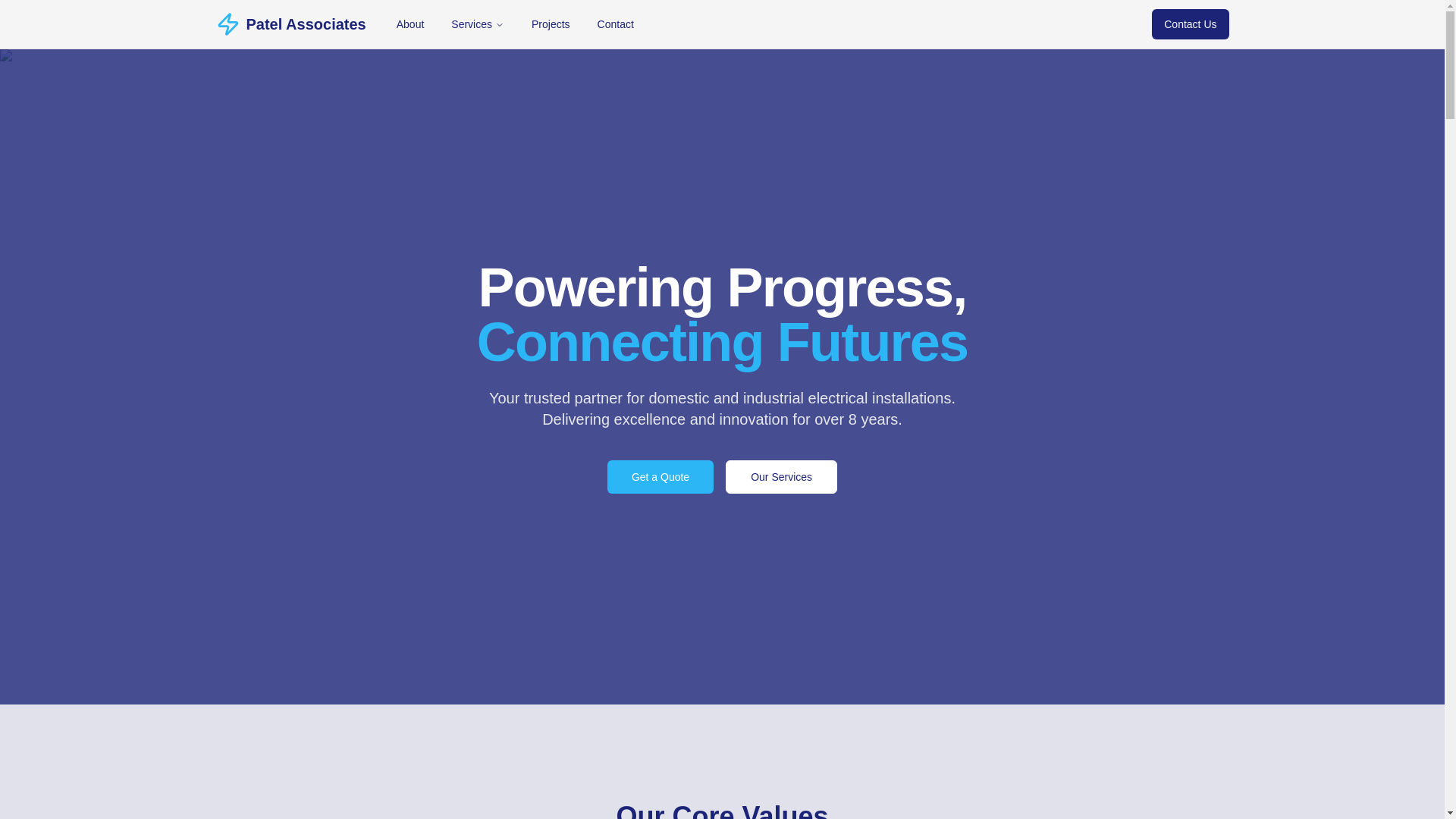 website screenshot of https://patelassociates.info/