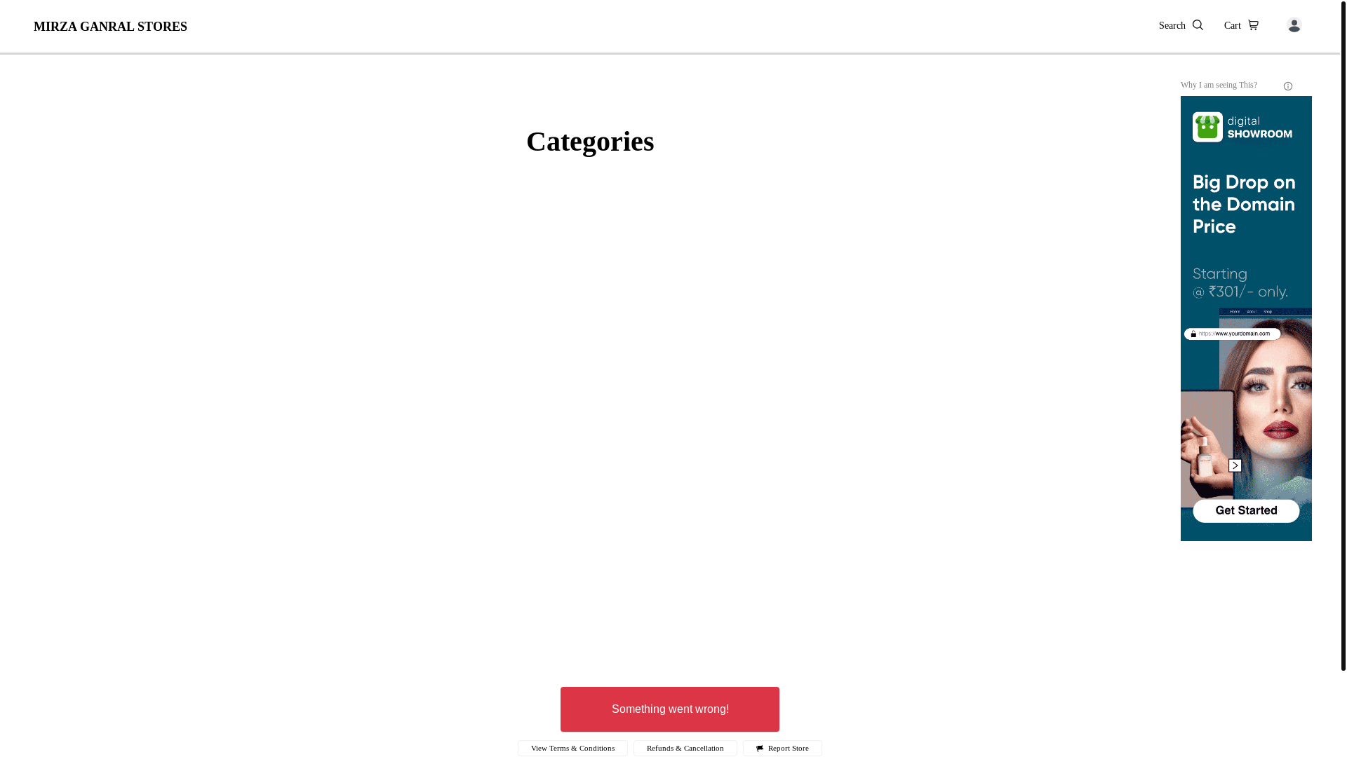 website screenshot of https://mirzaganralstores.co.in/