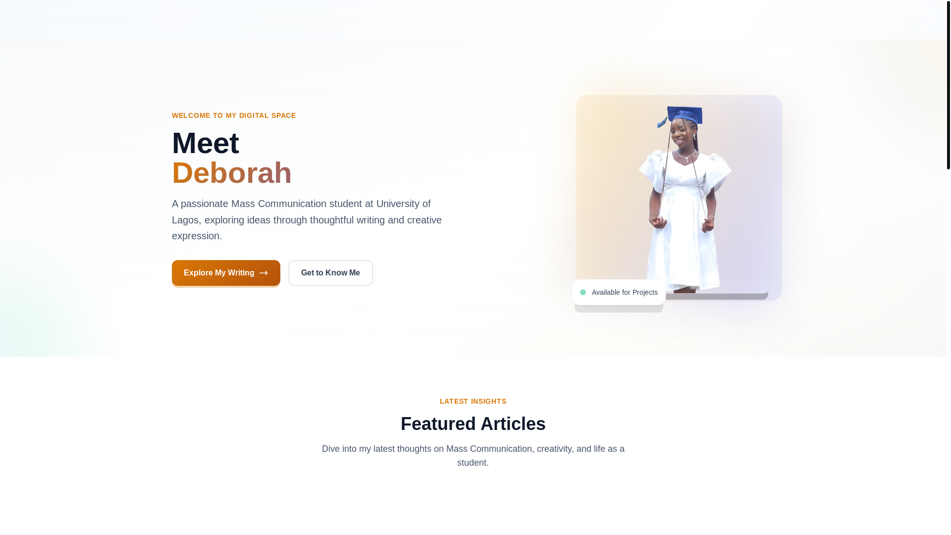 website screenshot of https://deborahoyeniyi.blog/