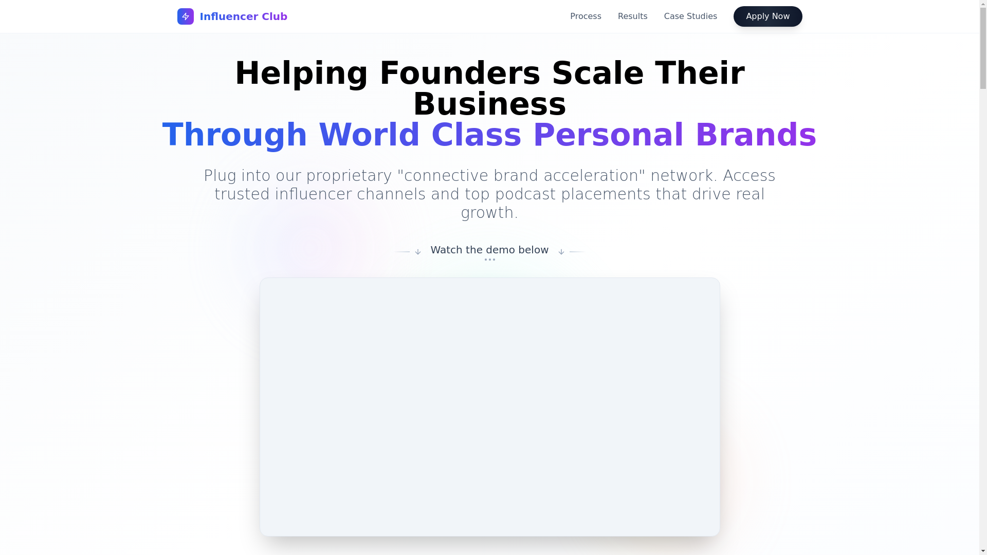 website screenshot of https://meetinfluencerclubmedialab.com/