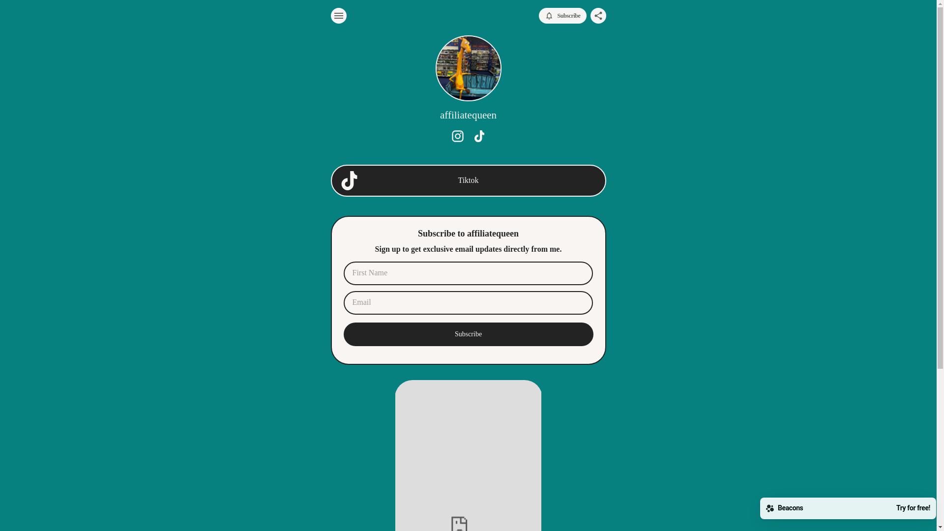 website screenshot of https://affiliatequeen.store/