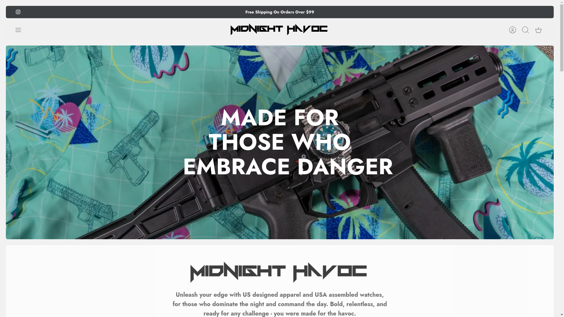website screenshot of https://midnighthavocwatches.com/