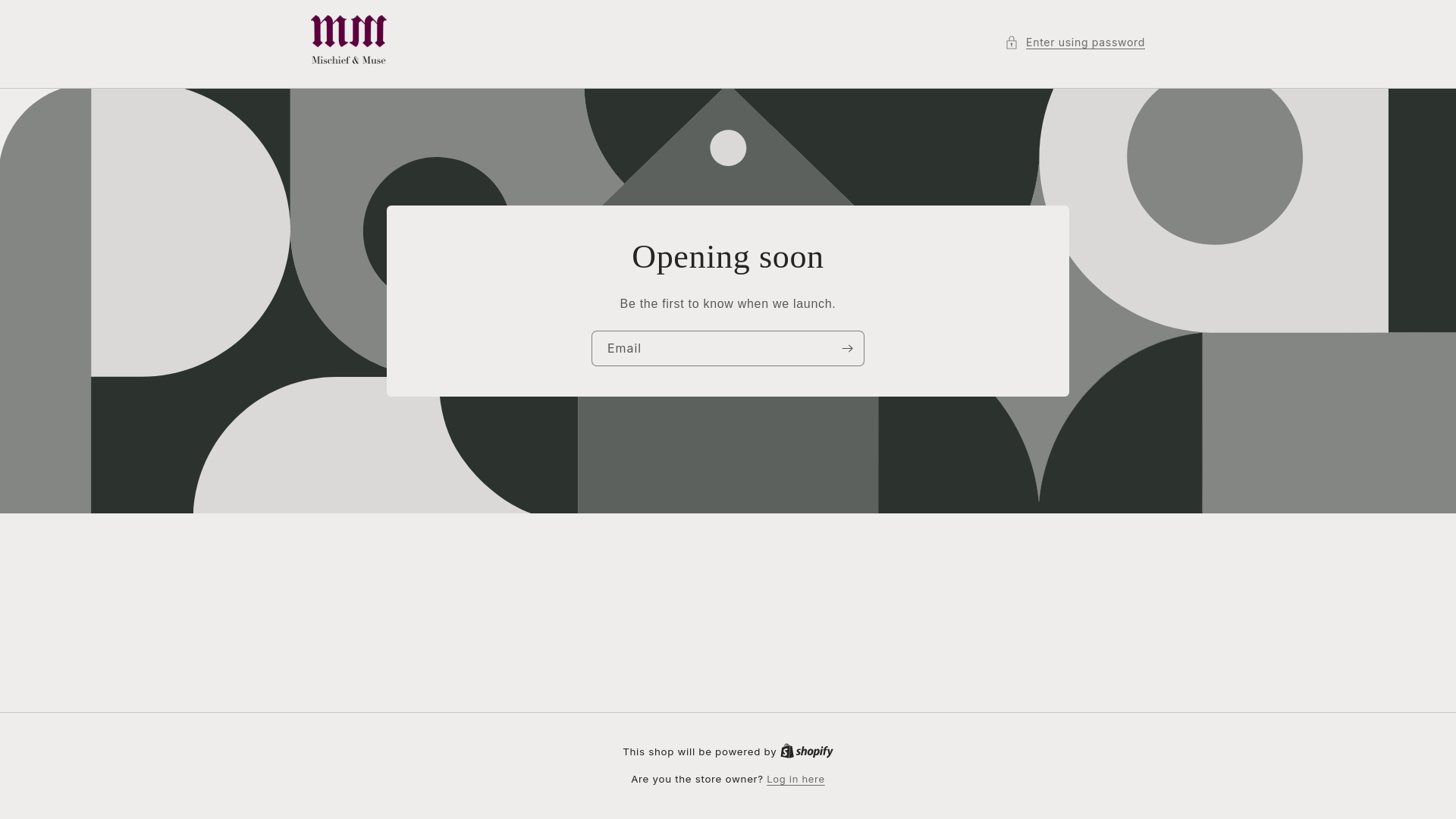 website screenshot of https://mischiefandmuse.shop/