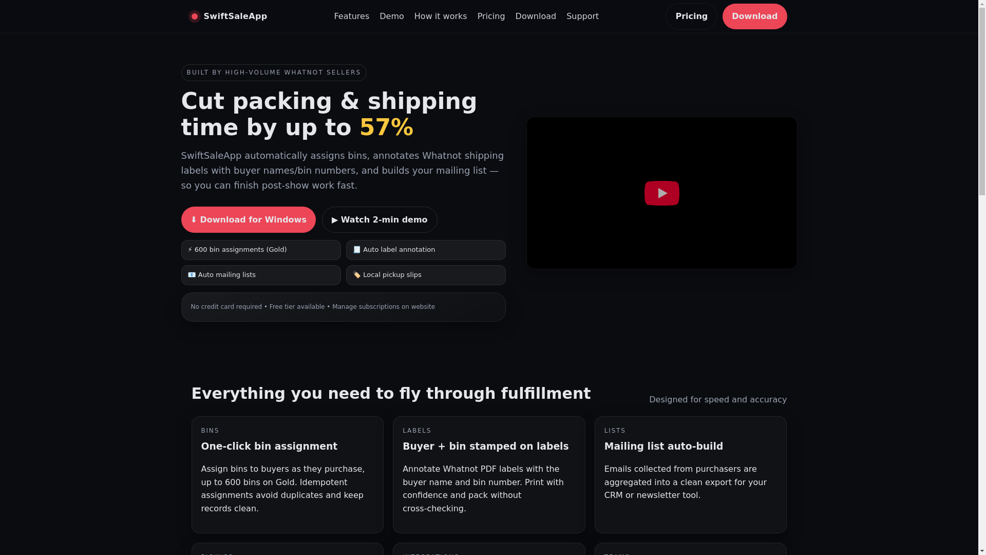 website screenshot of https://swiftsaleapp-site.pages.dev/