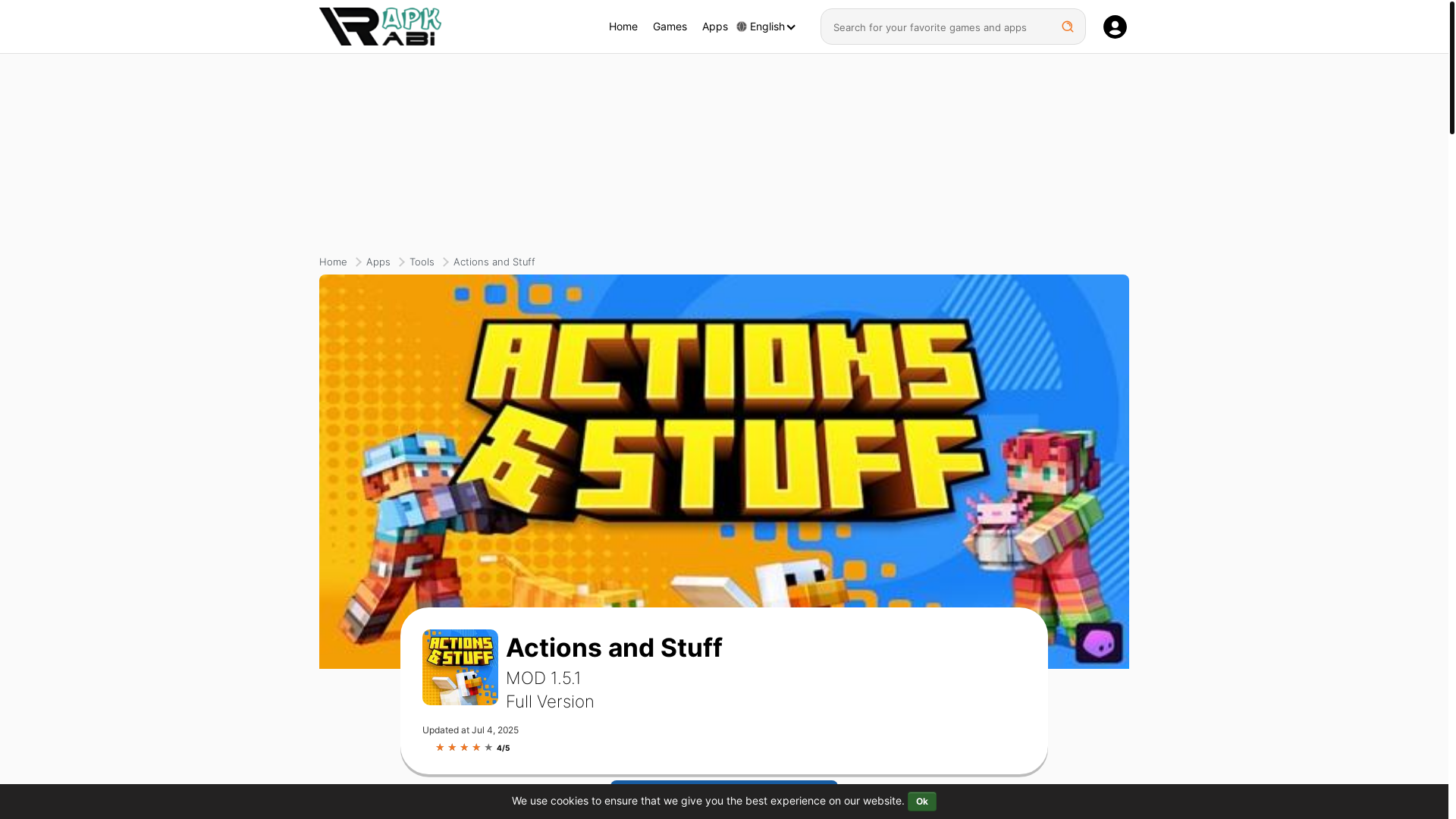 website screenshot of https://actions-and-stuff.apkrabi.com/