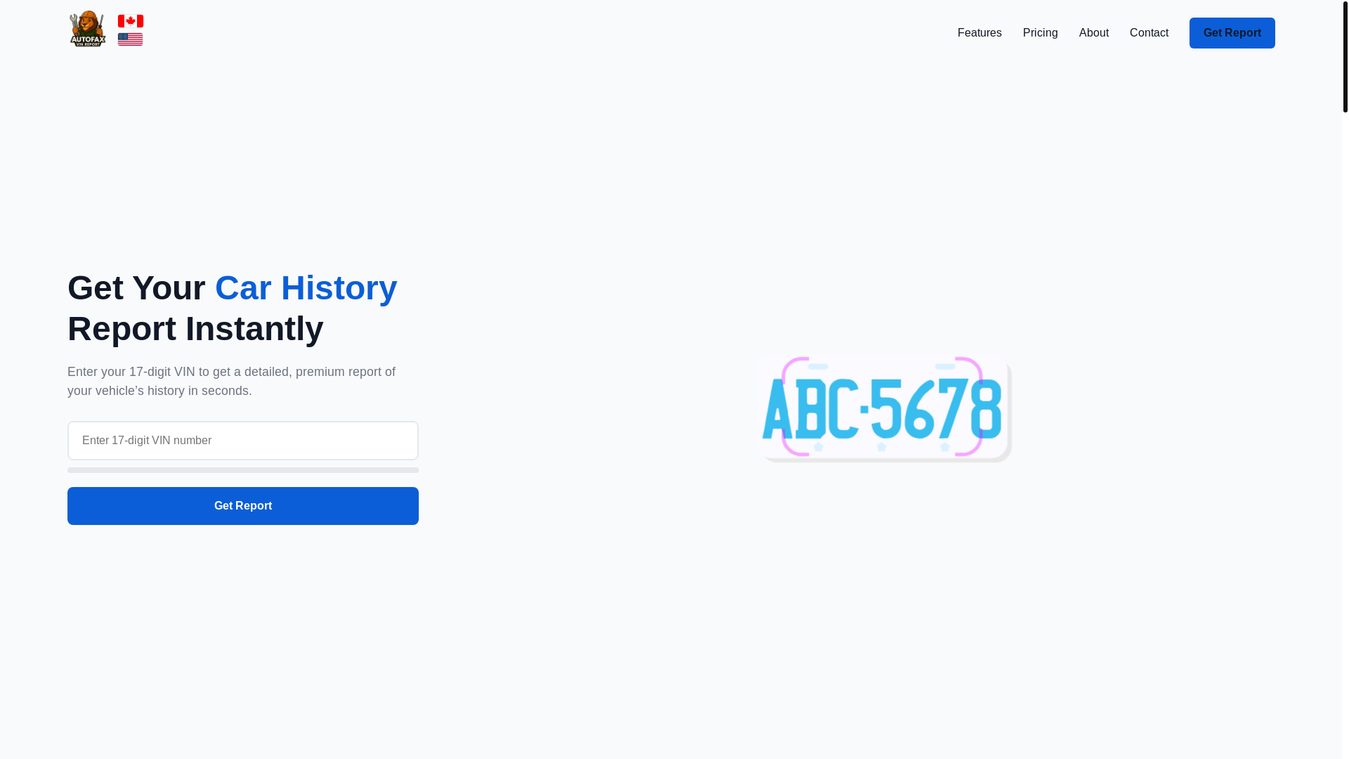 website screenshot of https://autofax.vin/