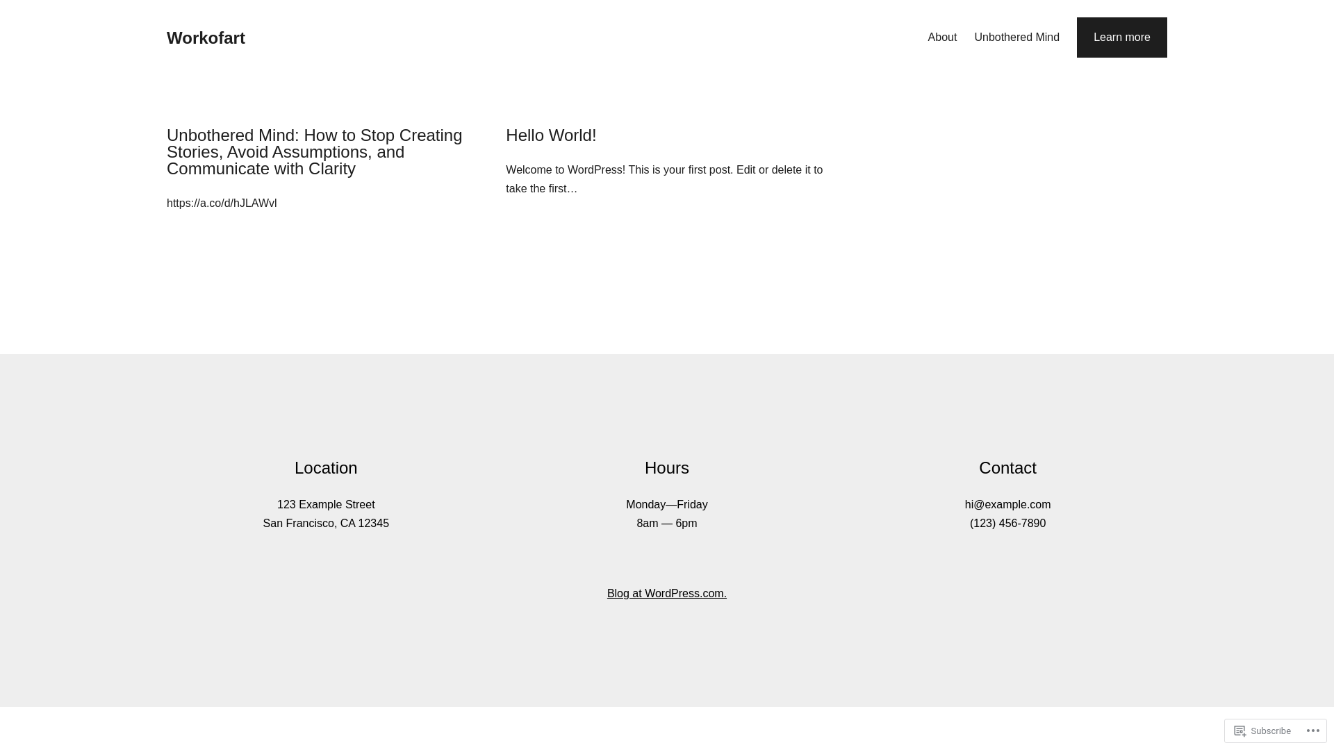 website screenshot of https://workofart.blog/