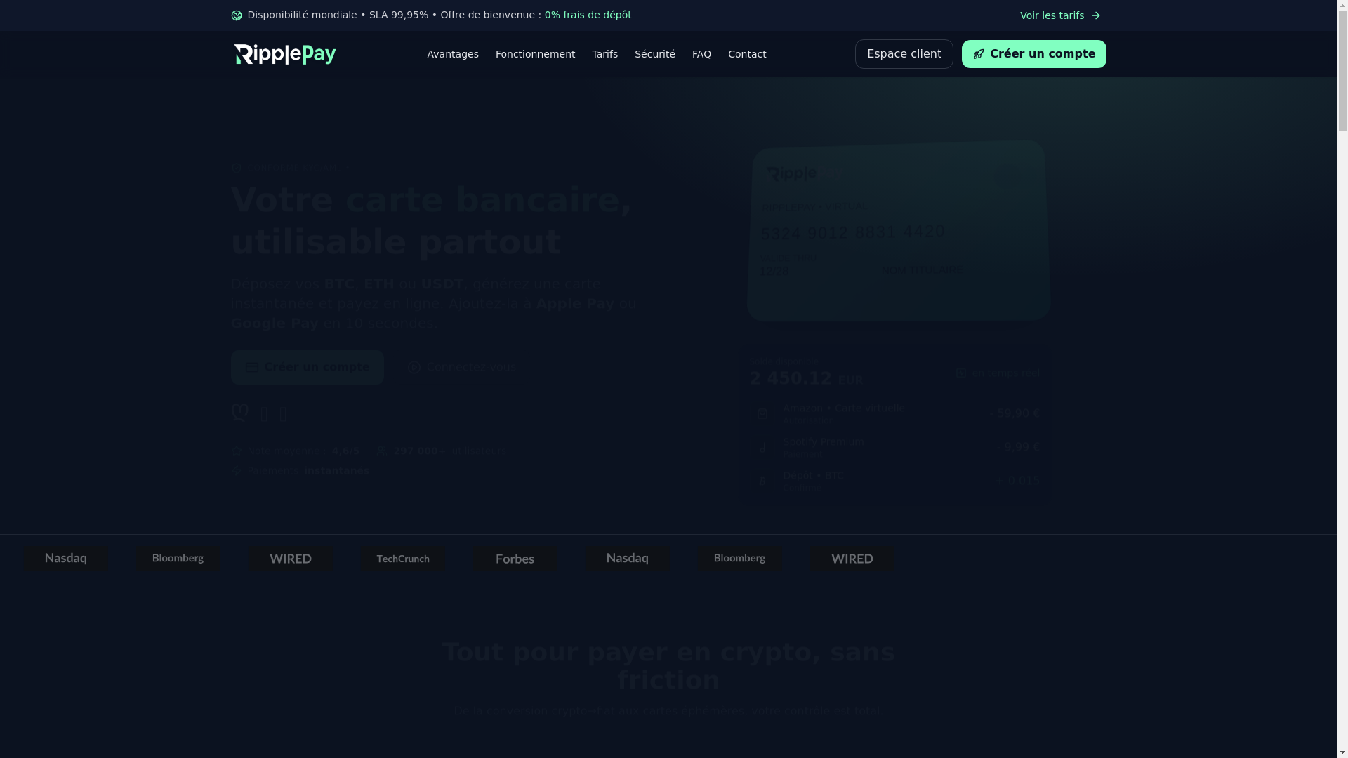 website screenshot of https://ripplepay.fr/