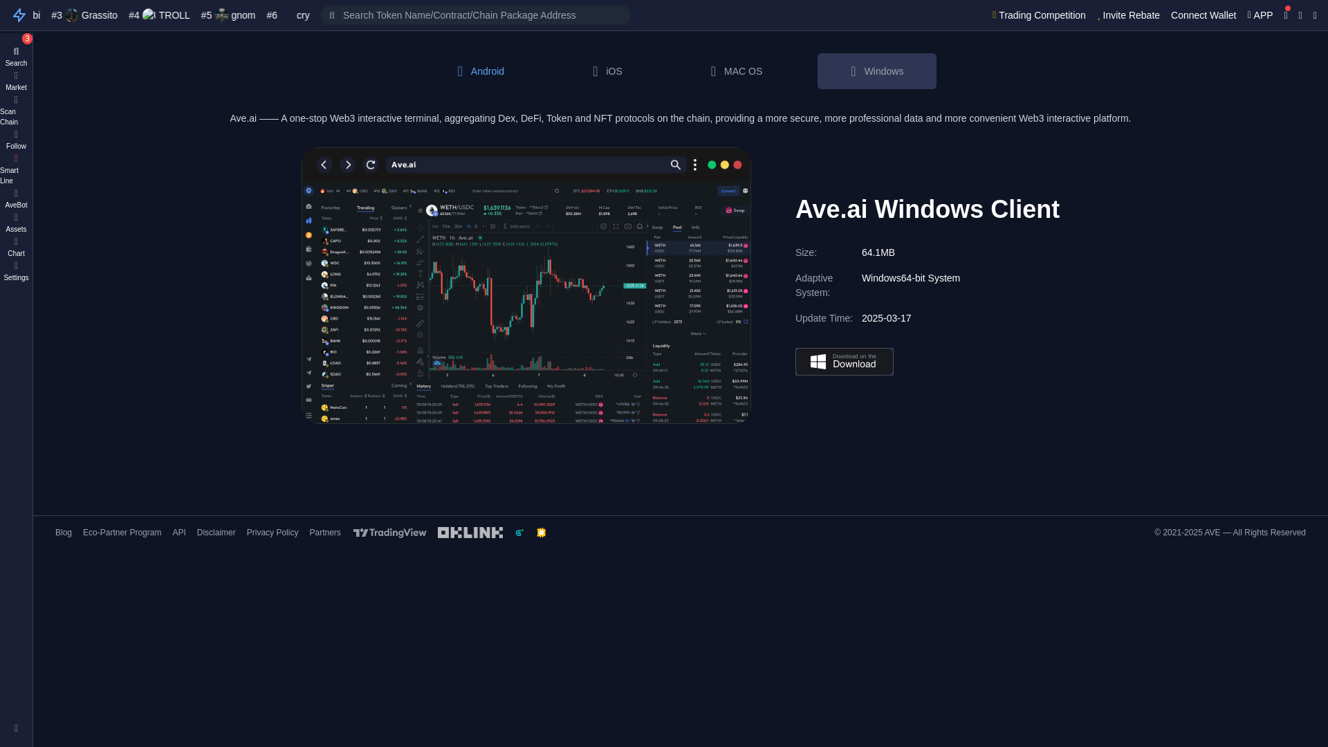 website screenshot of https://ave-dex.app/