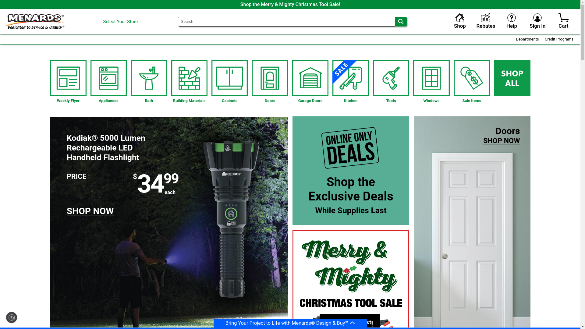 website screenshot of https://menards.com/