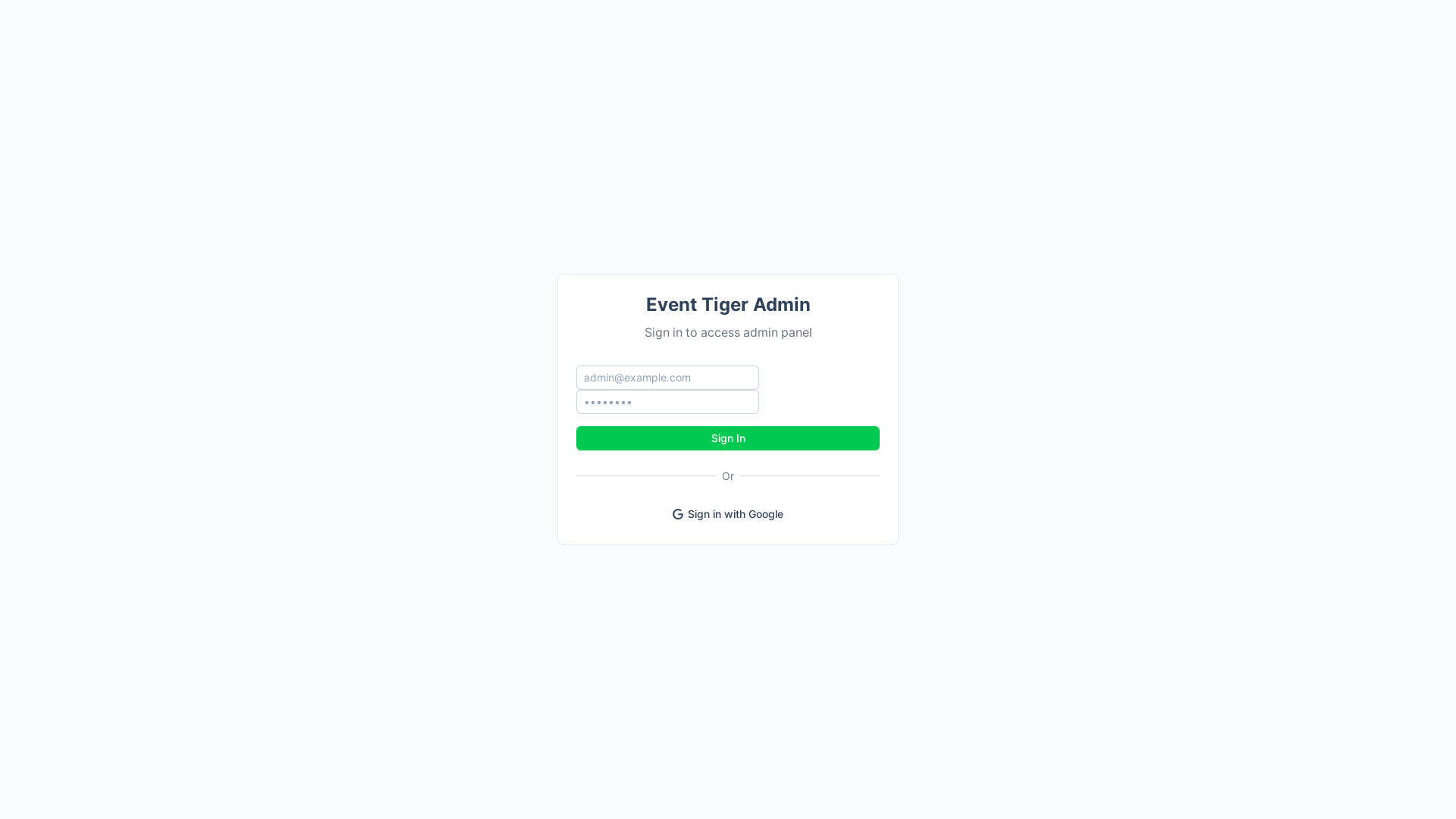 website screenshot of https://event-tiger-admin.pages.dev/