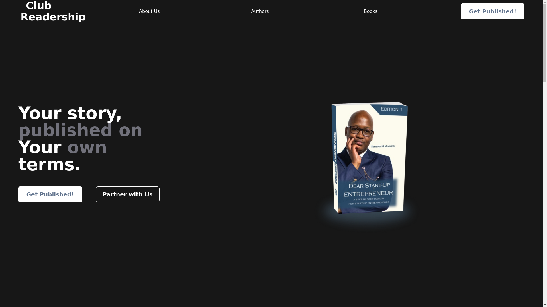 website screenshot of https://clubreadership.co.za