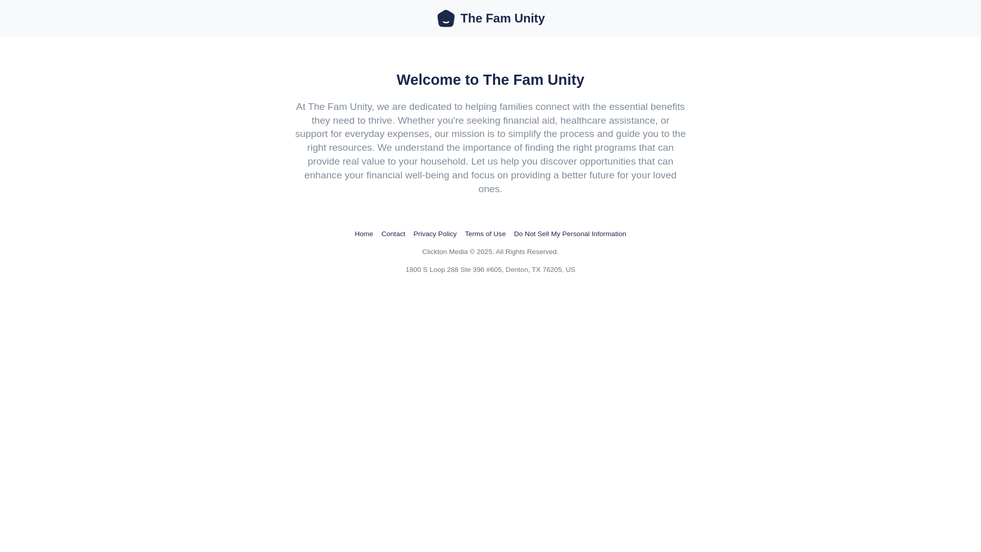 website screenshot of https://thefamunity.com/