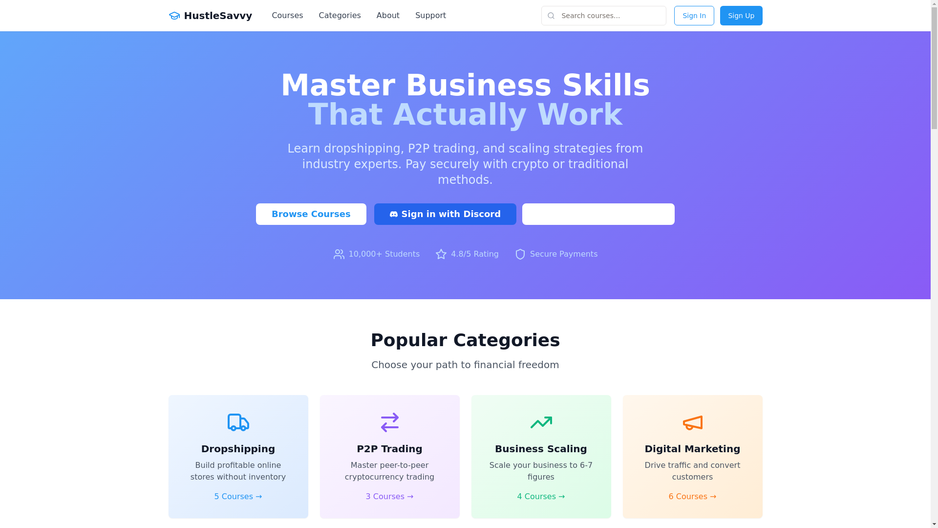 website screenshot of https://hustlesavvy.us/