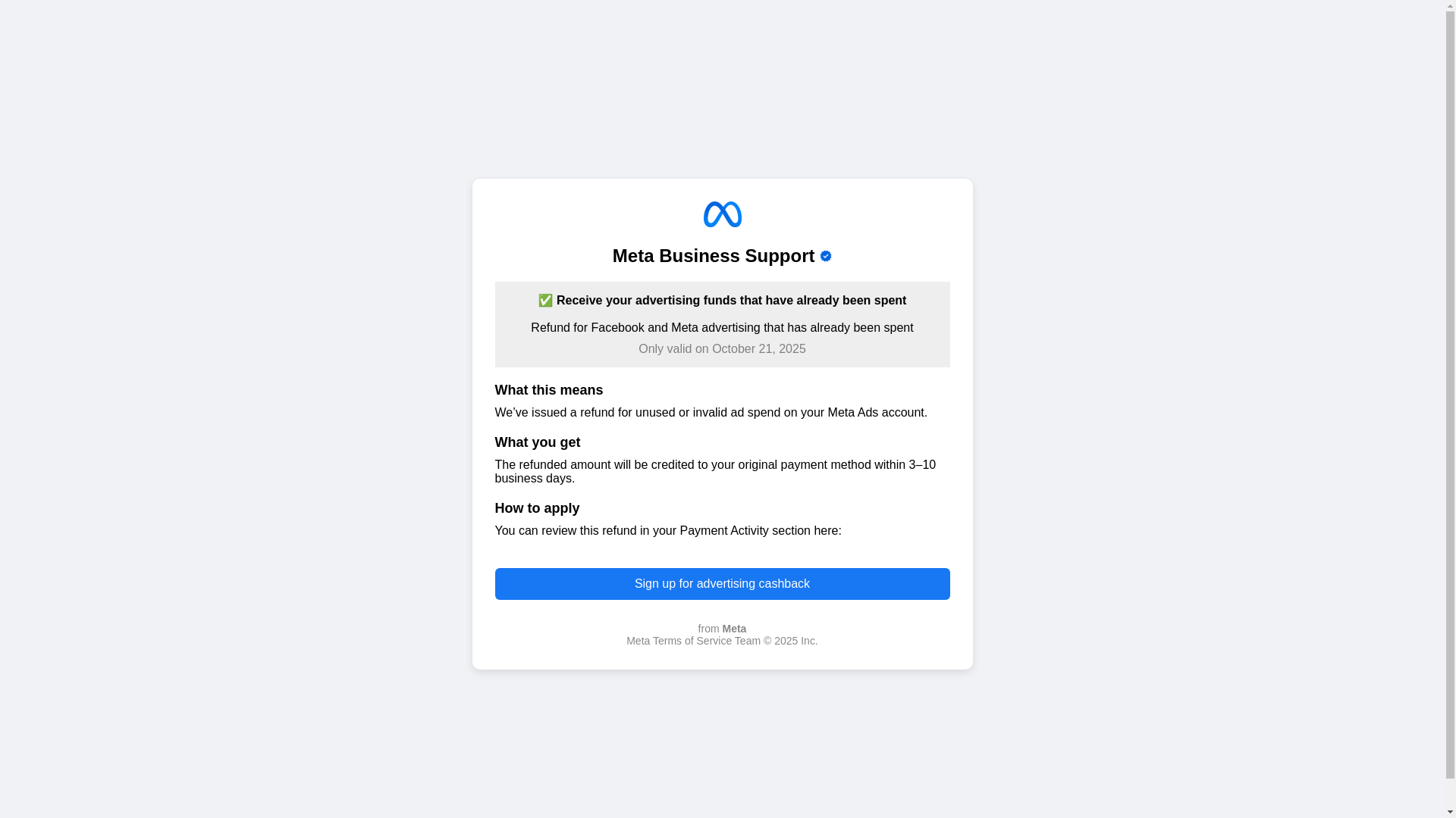 website screenshot of http://refund-meta.surge.sh/account