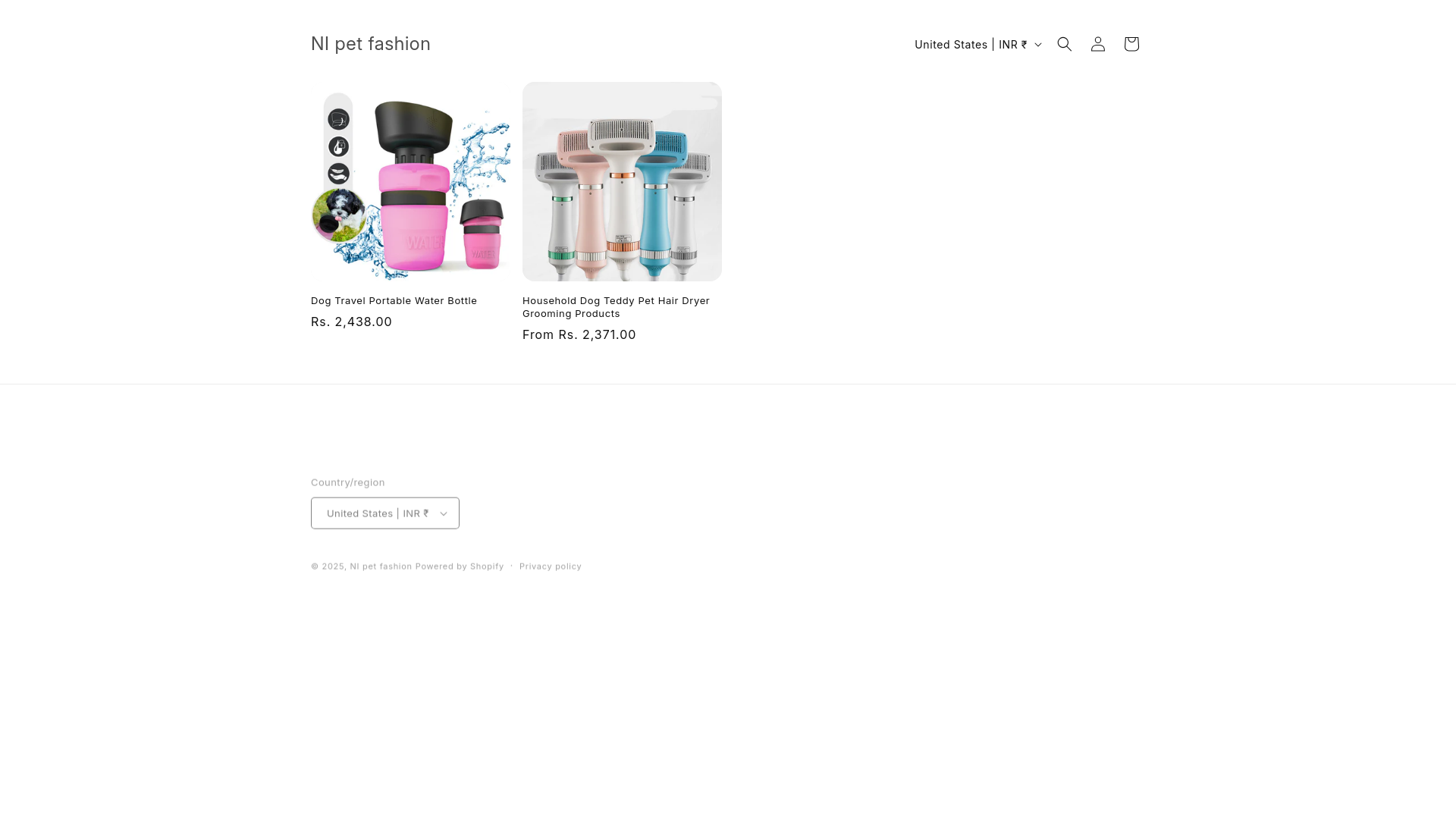 website screenshot of https://nipetfashion.com/