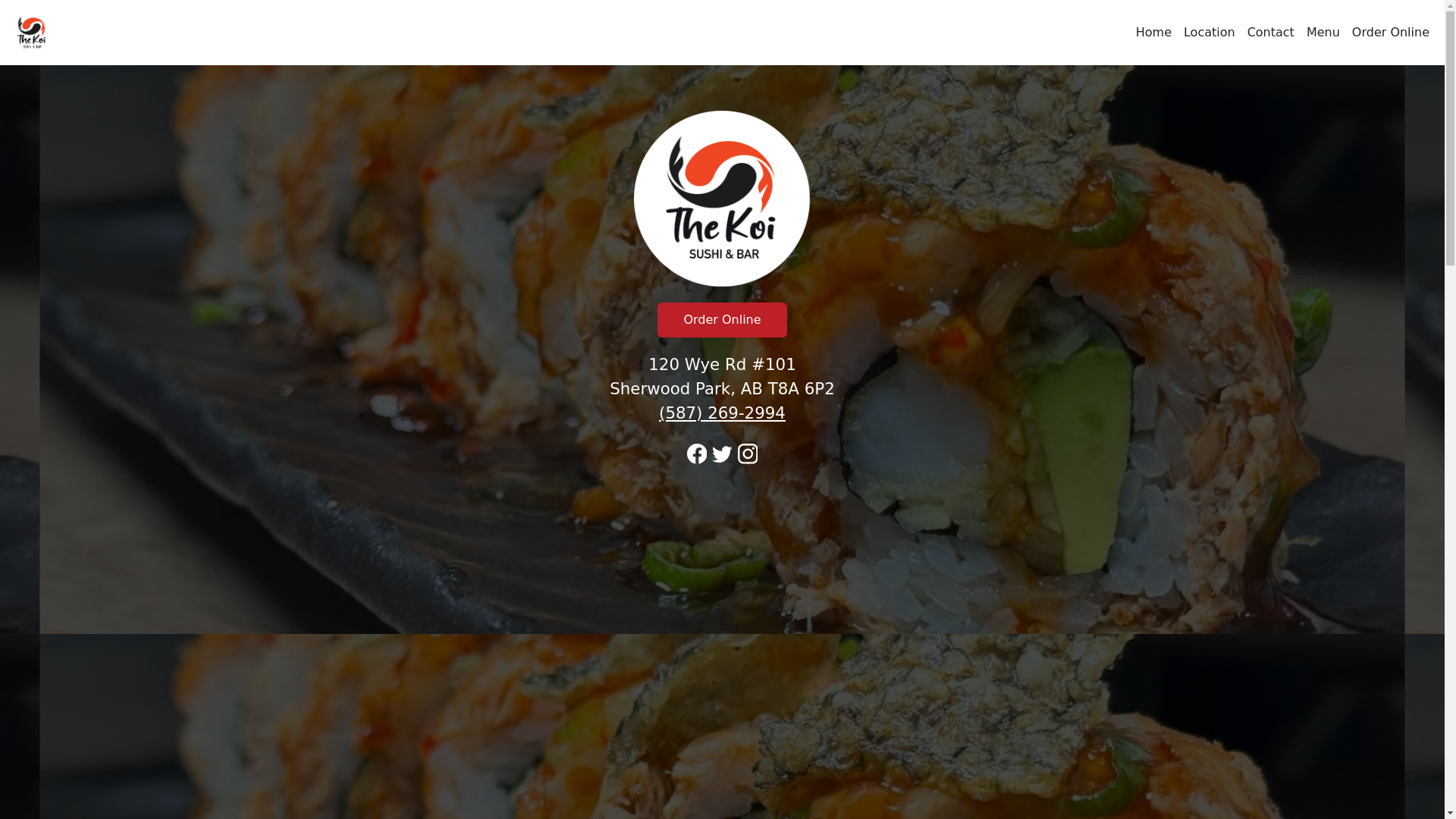 website screenshot of https://thekoisushibargrill.com/