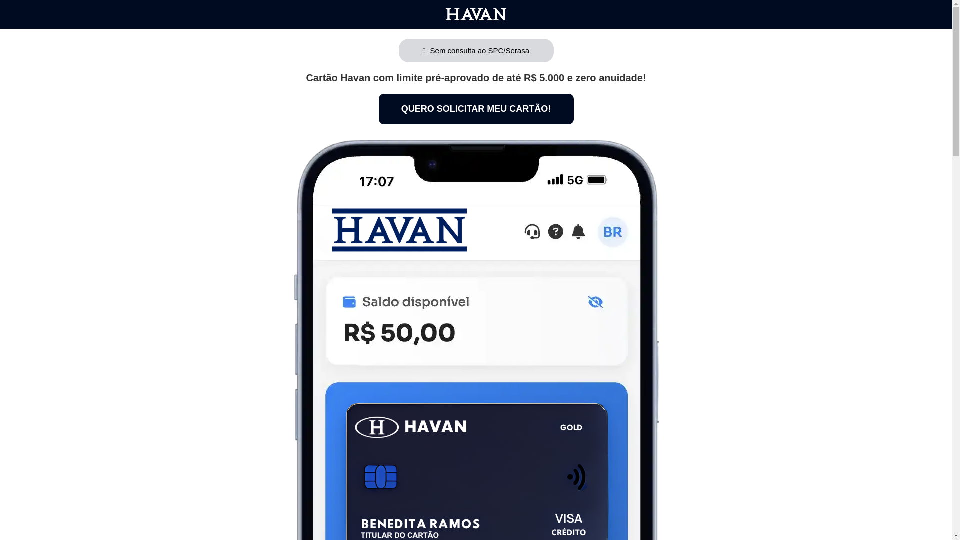 website screenshot of https://testehavas.pages.dev/