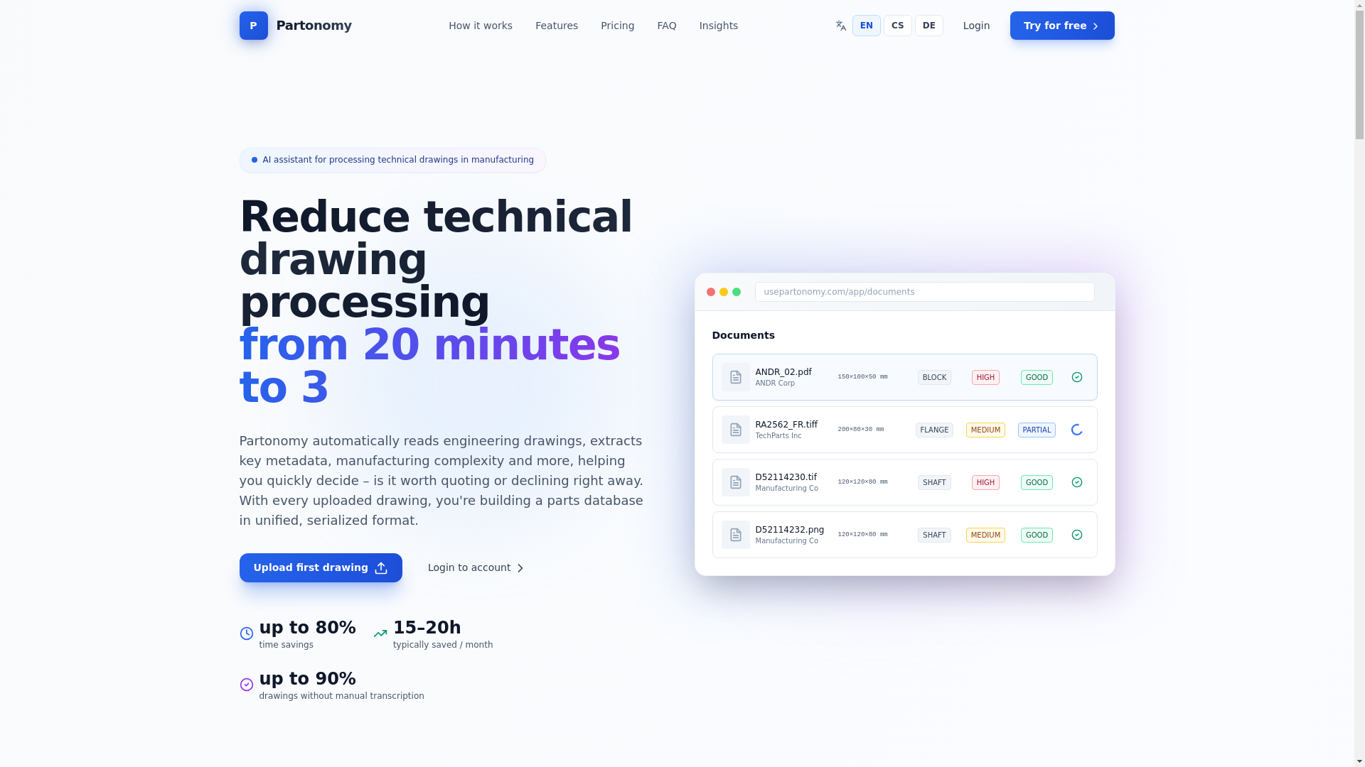 website screenshot of https://UsePartonomy.com