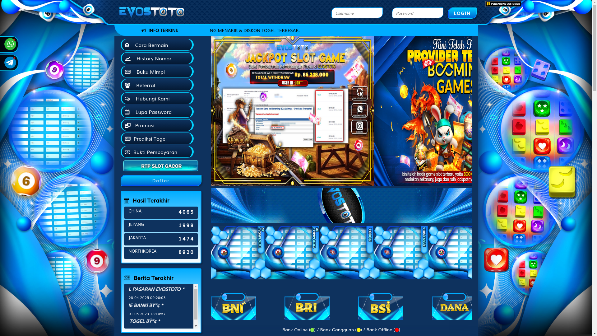 website screenshot of https://evoscemerlang.com/