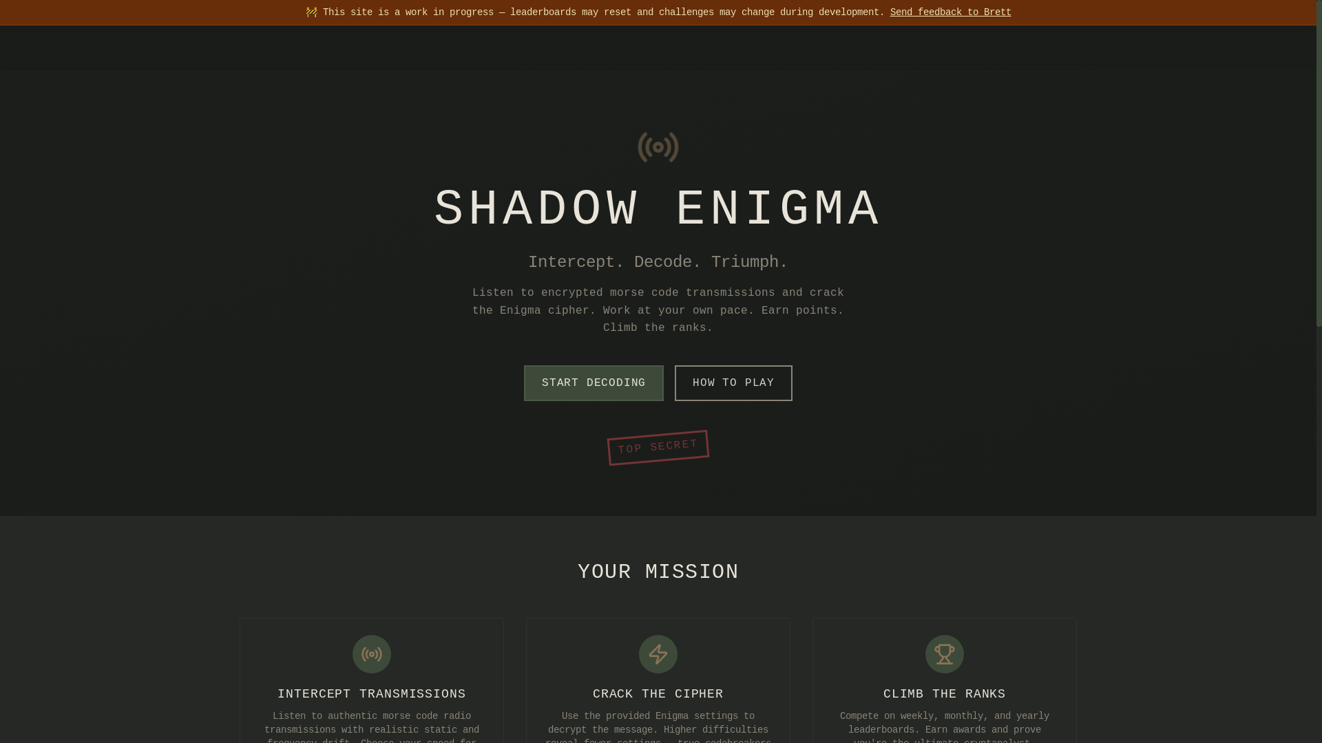 website screenshot of https://shadowenigma.com/